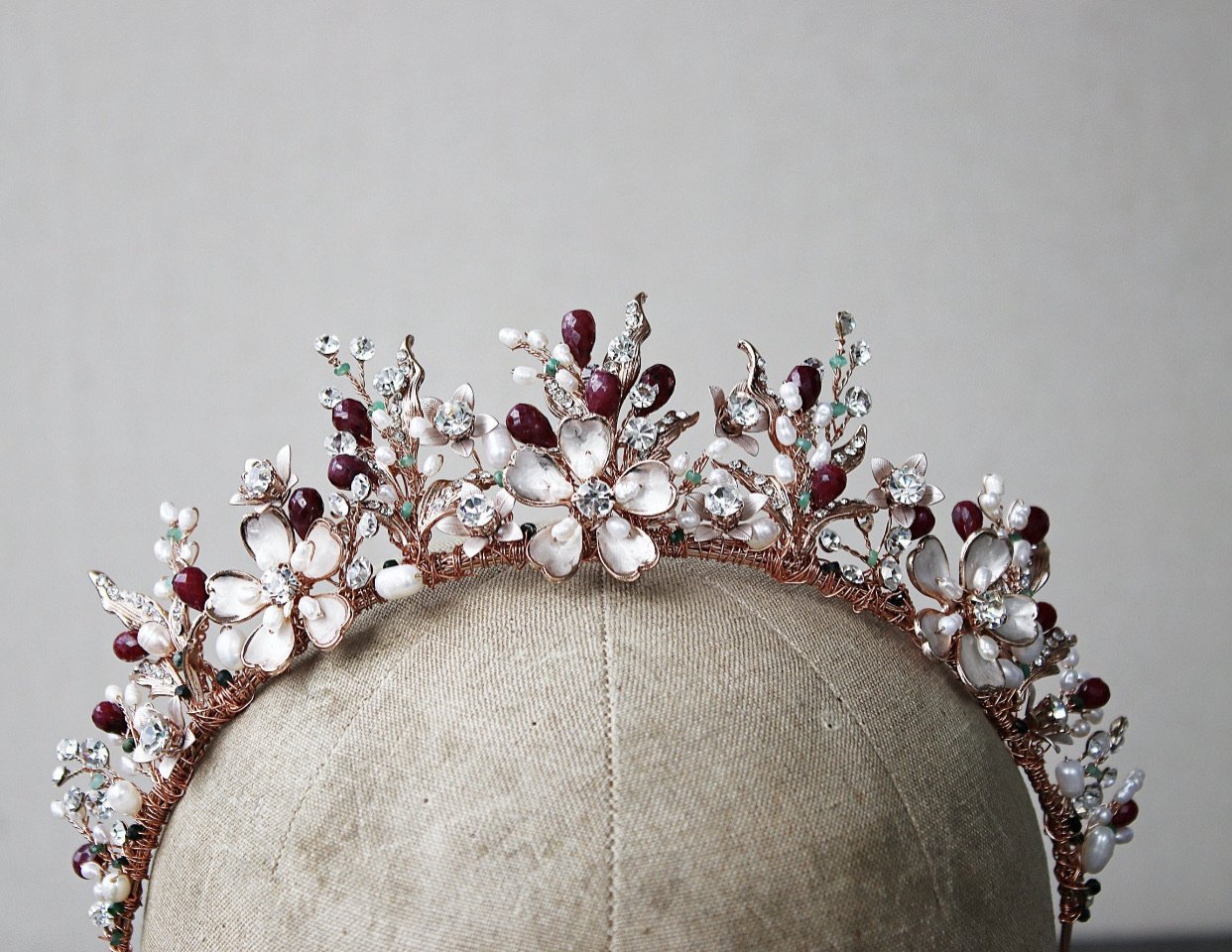 EDEN LUXE Bridal Crown GENEVIEVE Gilded Blossoms Full Bridal Crown