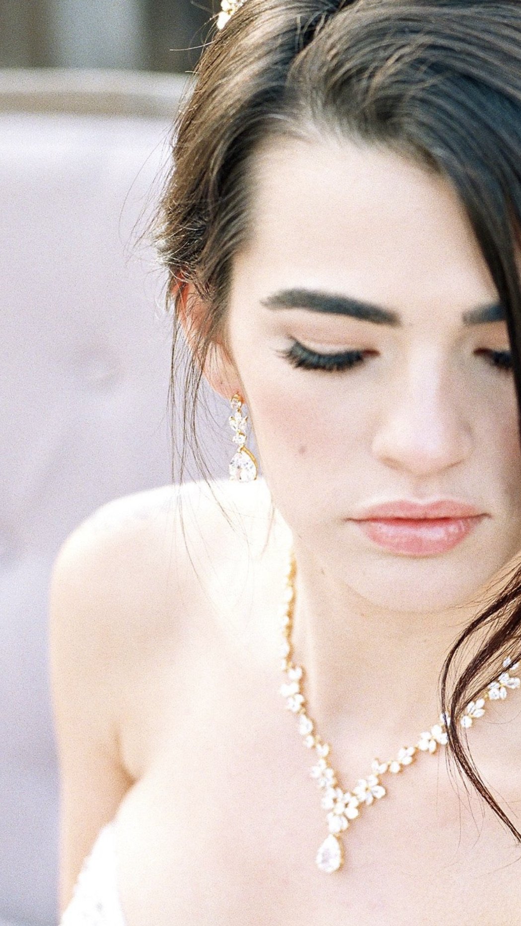 EDEN LUXE Bridal Earrings ADELIE Gold Bridal Drop Earrings