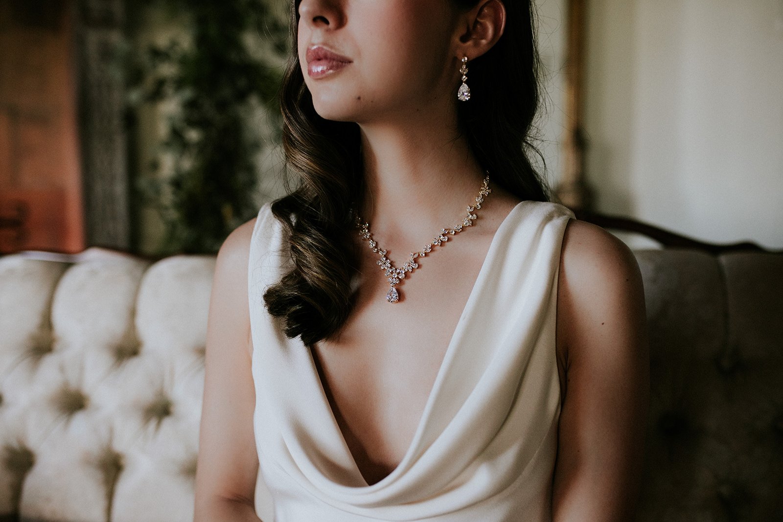 EDEN LUXE Bridal Earrings ADELIE Gold Bridal Drop Earrings