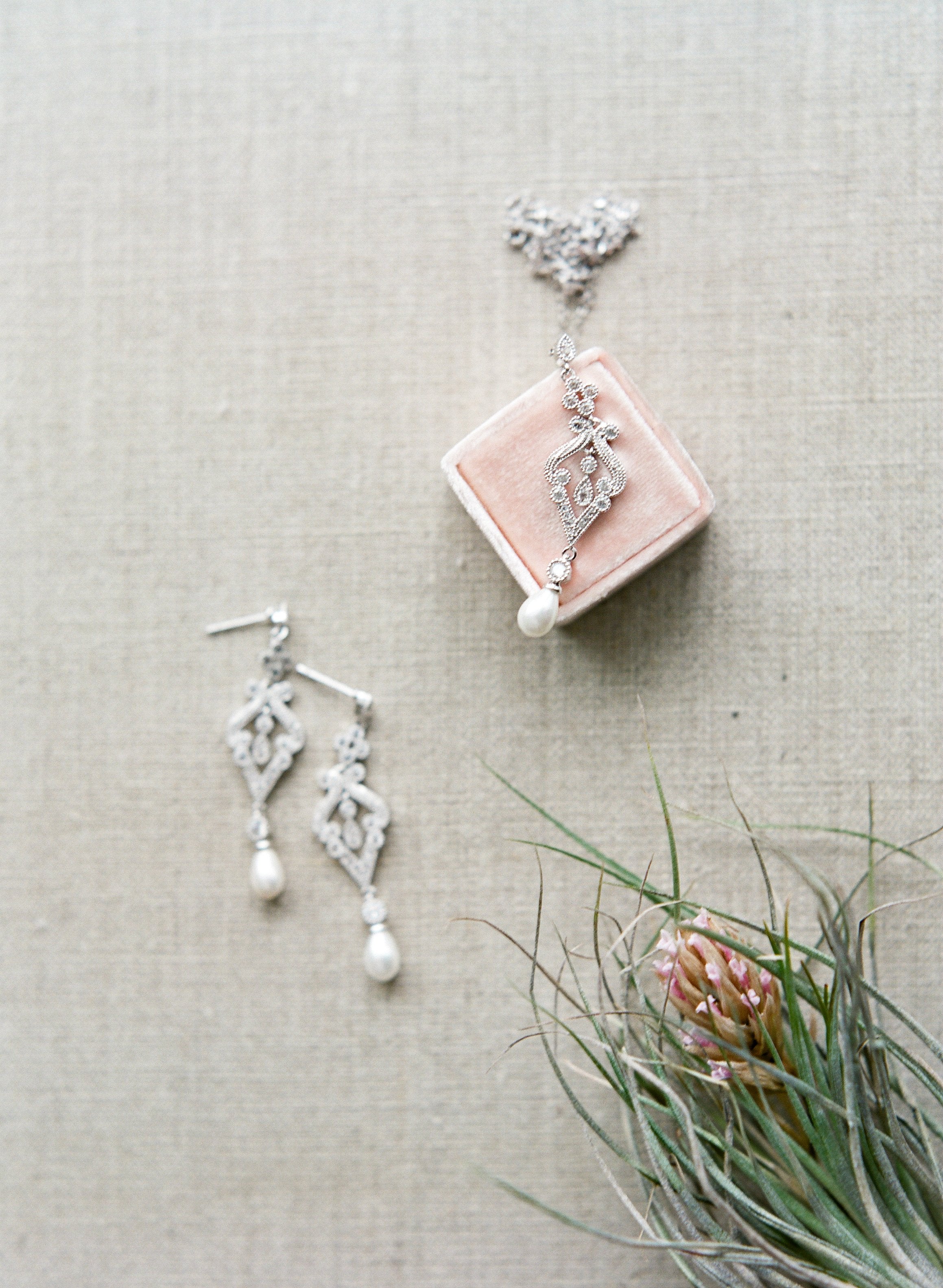 EDEN LUXE Bridal Earrings AURELIE Simulated Diamond and Pearl Drop Earrings