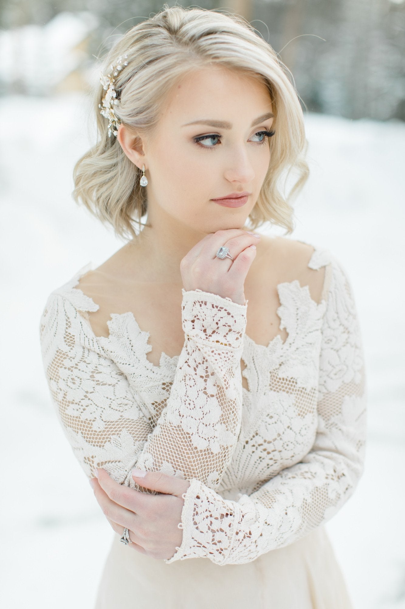 EDEN LUXE Bridal Earrings CAMILLE Simulated Diamond Drop Earrings and Necklace Set