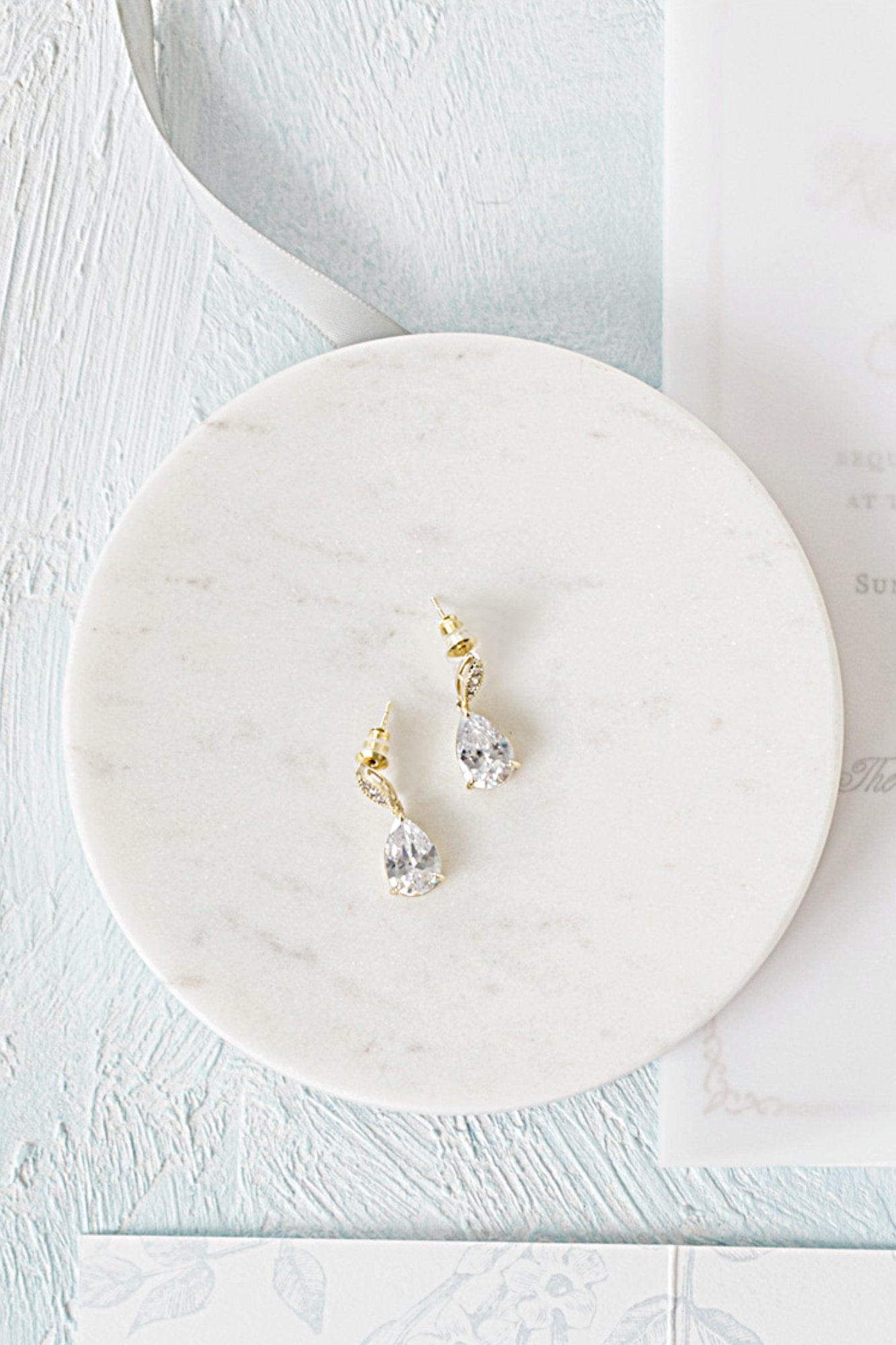 EDEN LUXE Bridal Earrings CAMILLE Simulated Diamond Drop Earrings and Necklace Set