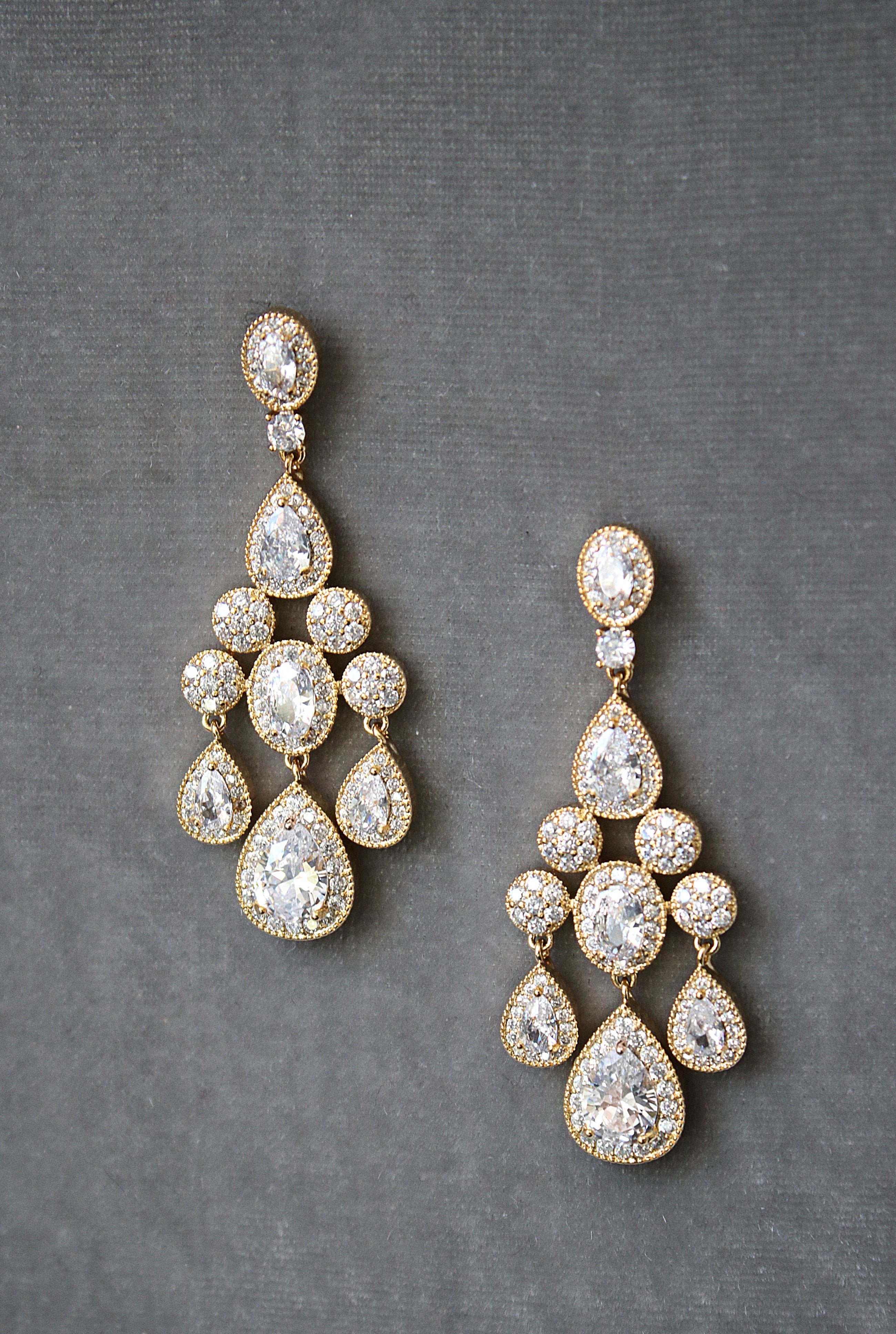 EDEN LUXE Bridal Earrings Gold ISABELLA Gold Bridal Chandelier Earrings