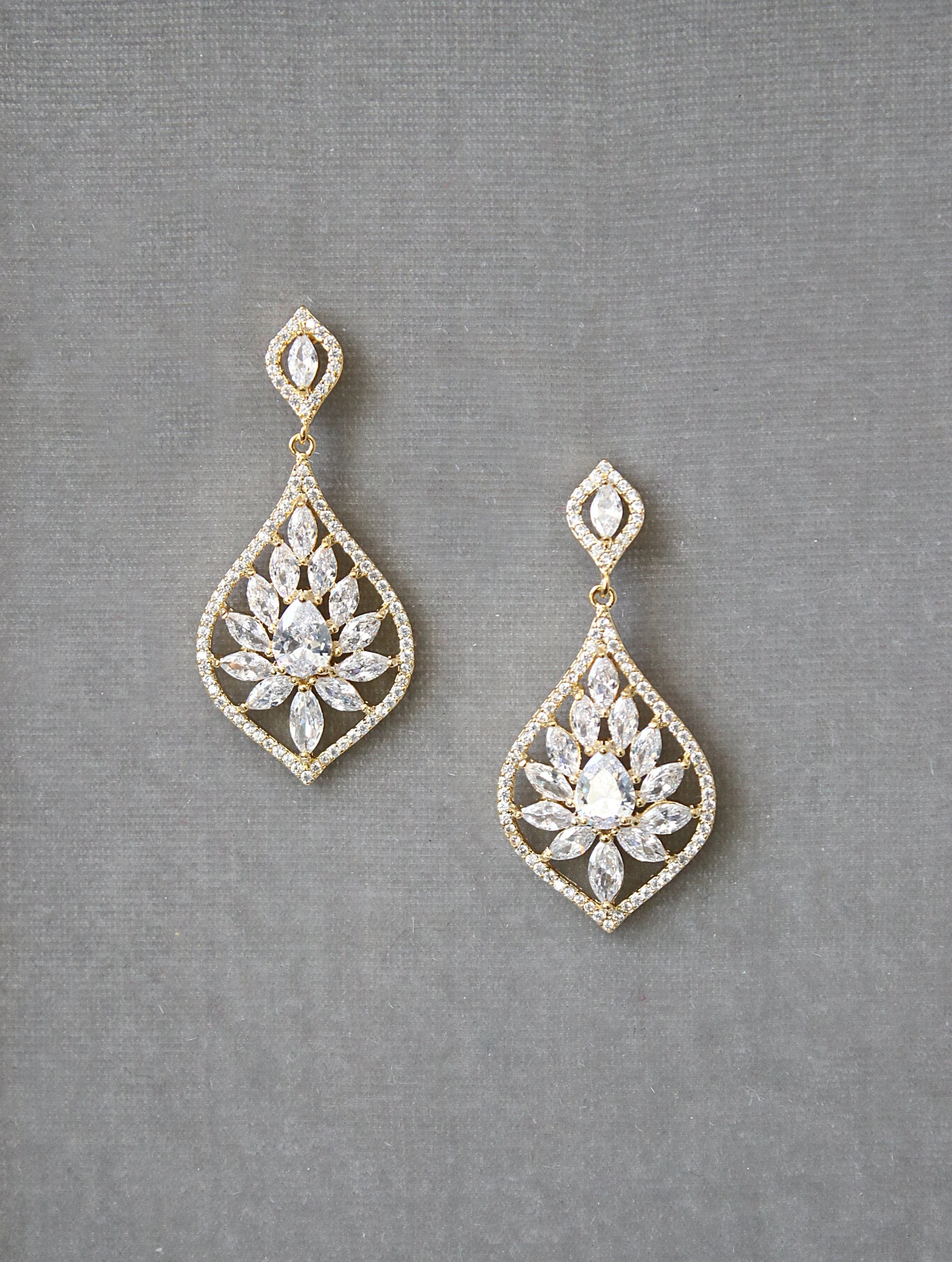 EDEN LUXE Bridal Earrings Gold TAYLOR Gold Bridal Earrings