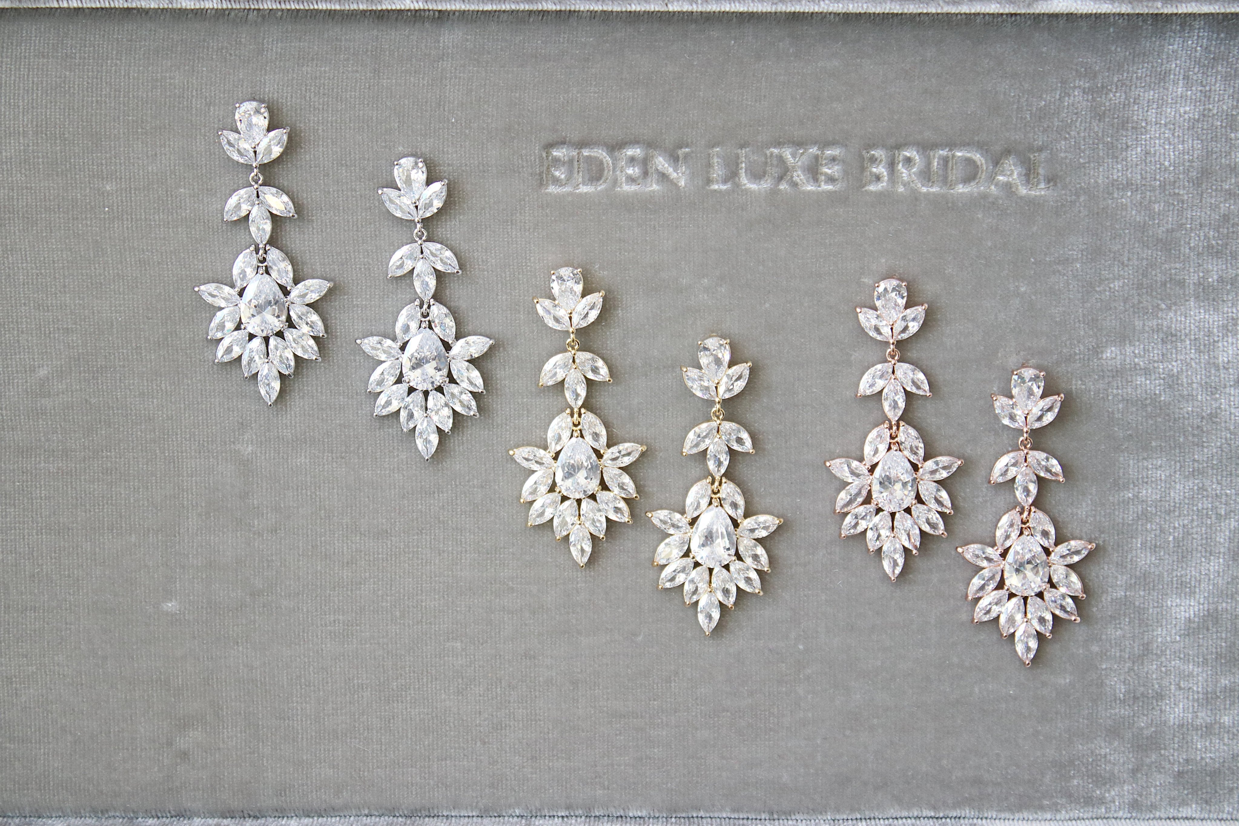 EDEN LUXE Bridal Earrings INES Simulated Diamond Statement Drop Earrings