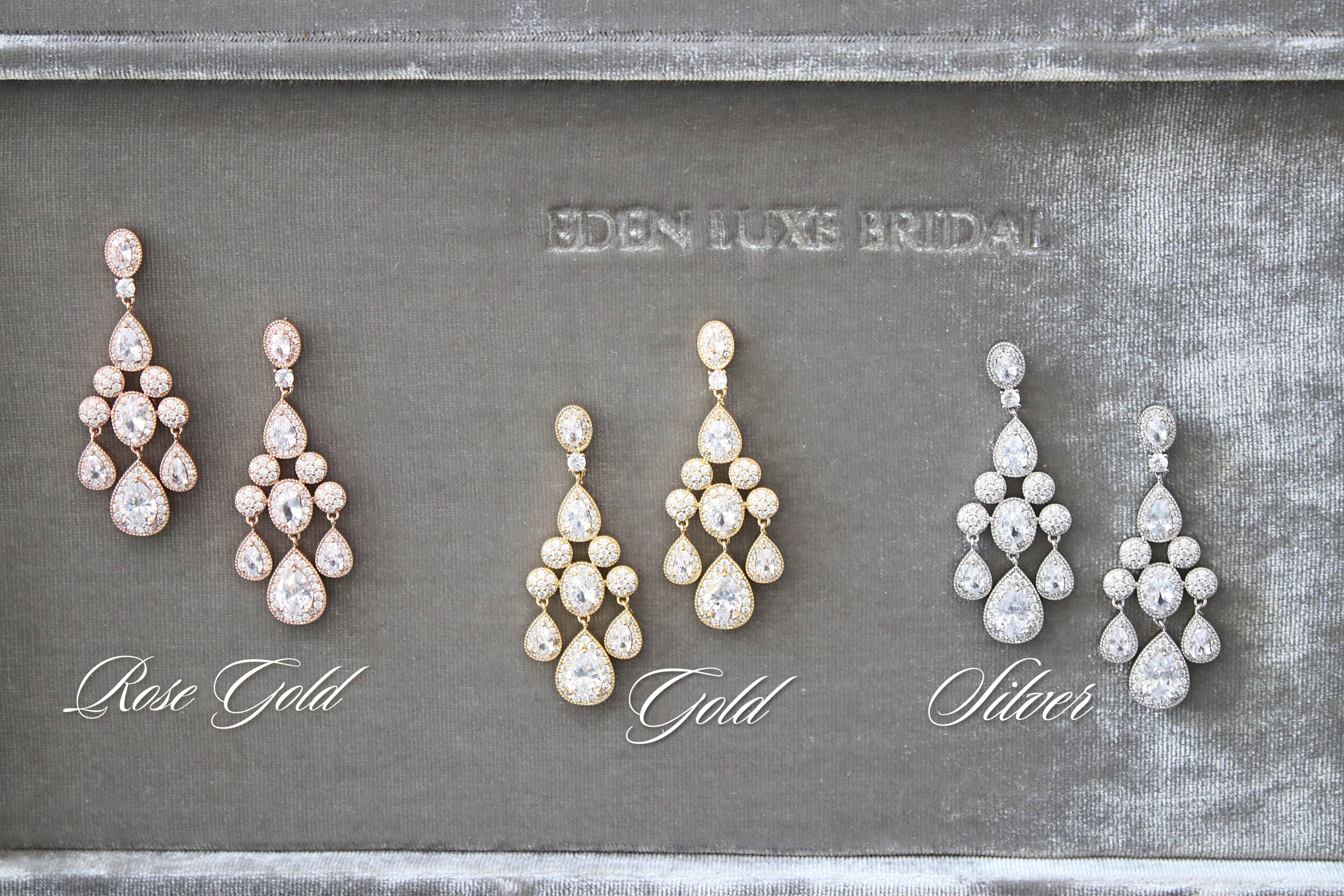 EDEN LUXE Bridal Earrings ISABELLA Bridal Chandelier Earrings