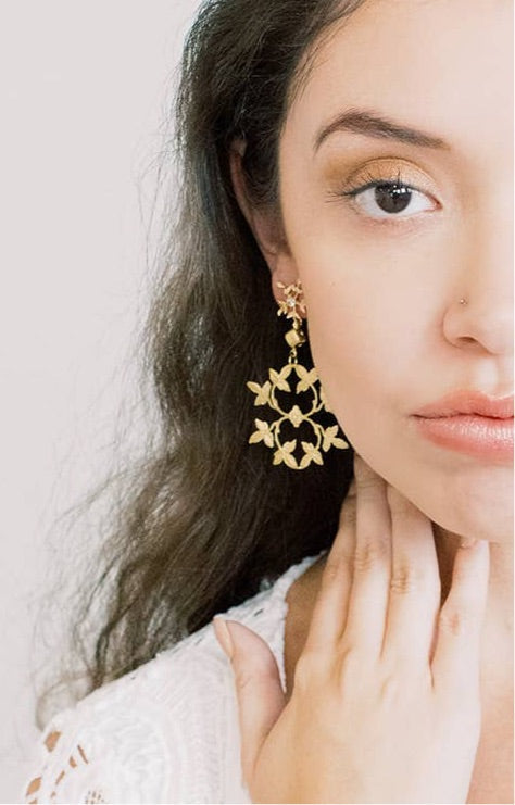 EDEN LUXE Bridal Earrings ROSALIE Gilded Brass Statement Earrings