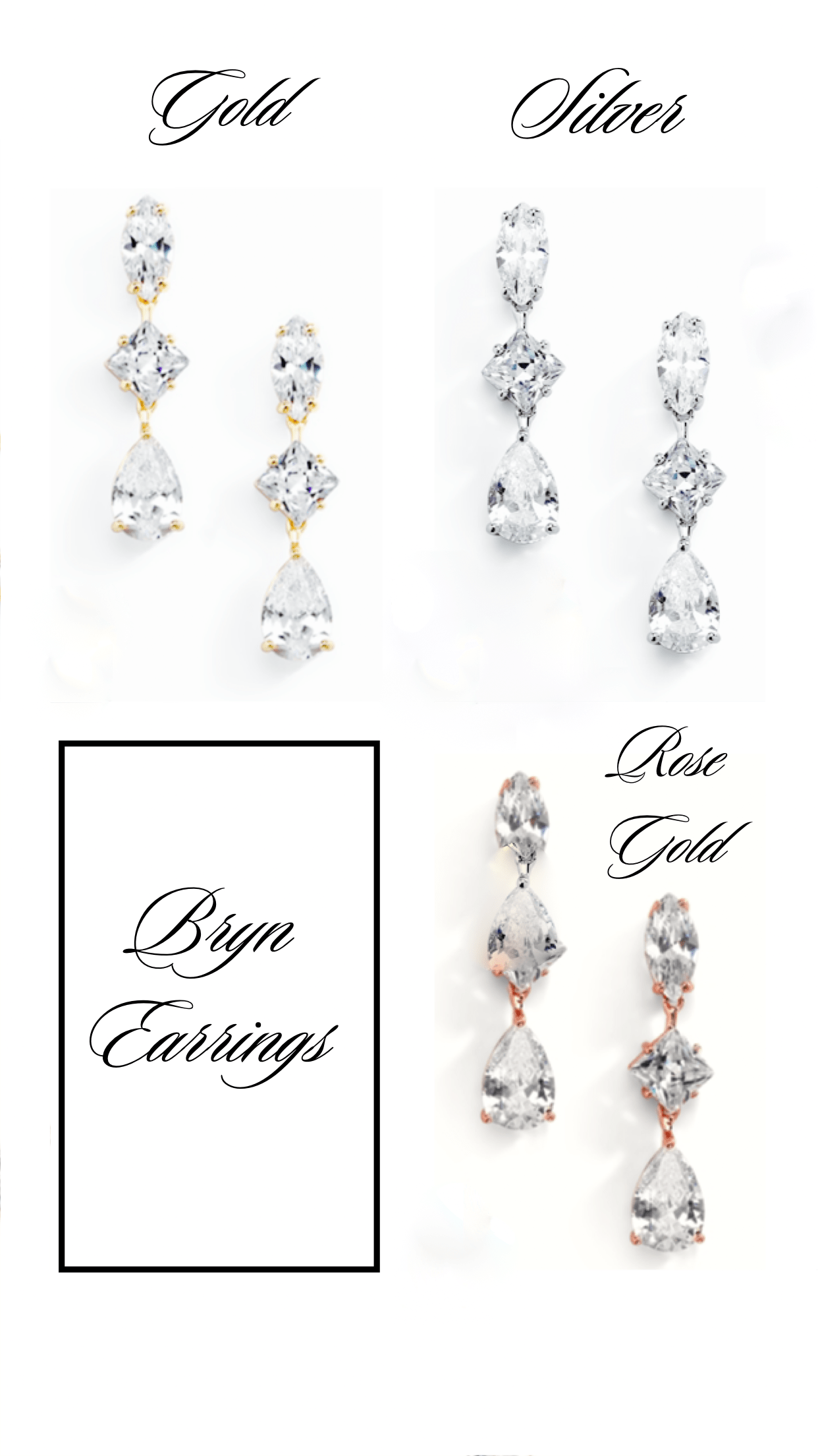 EDEN LUXE Bridal Earrings Rose Gold BRYN Simulated Diamond Drop Earrings