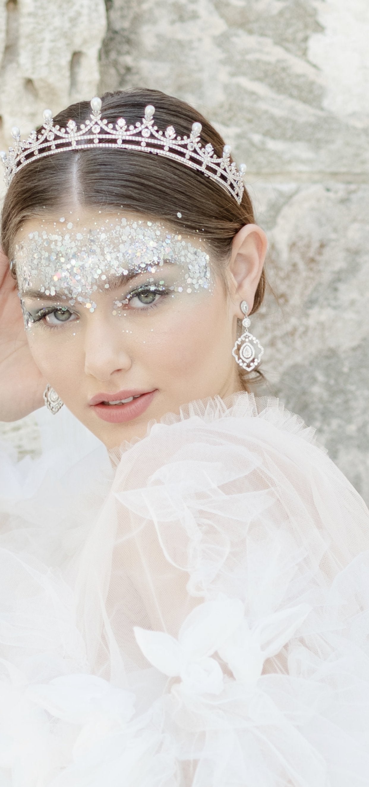 EDEN LUXE Bridal Earrings Silver / Earrings Only JORDAN Simulated Diamond Cluster Drop Earrings and Necklace Set