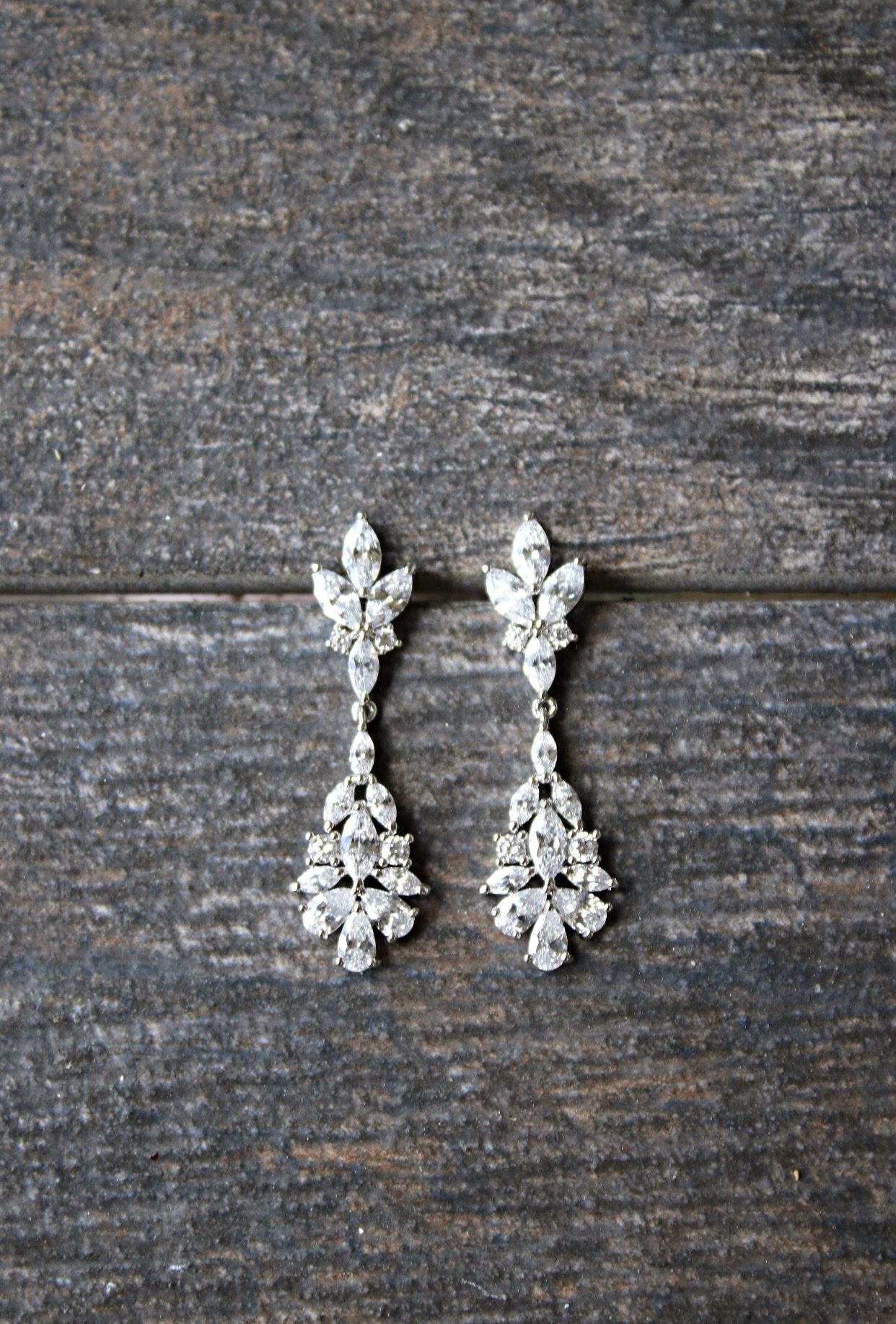 EDEN LUXE Bridal Earrings Silver JESSICA Bridal Drop Earrings