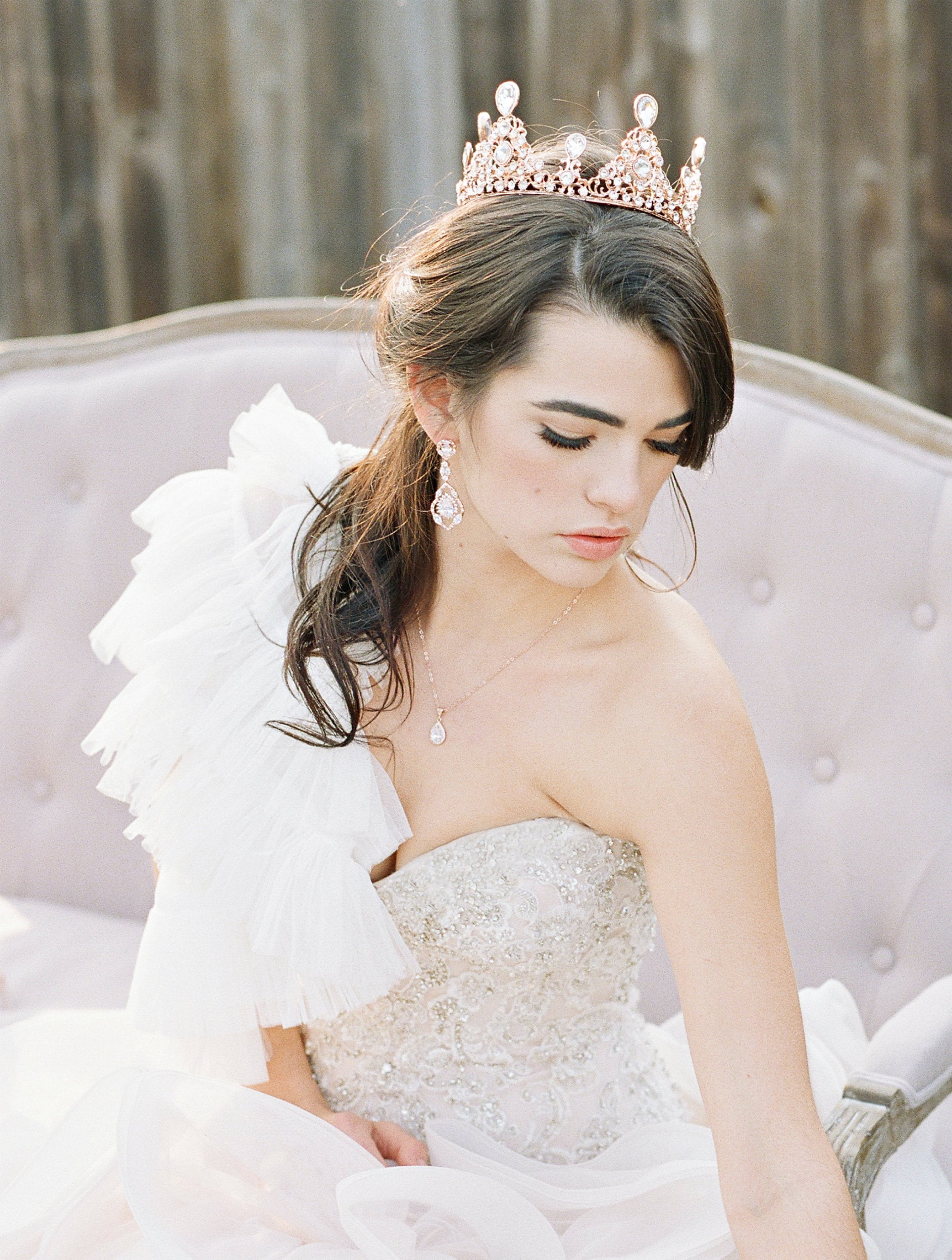 EDEN LUXE Bridal Earrings Simulated Diamond Dangle Earrings- TANYA