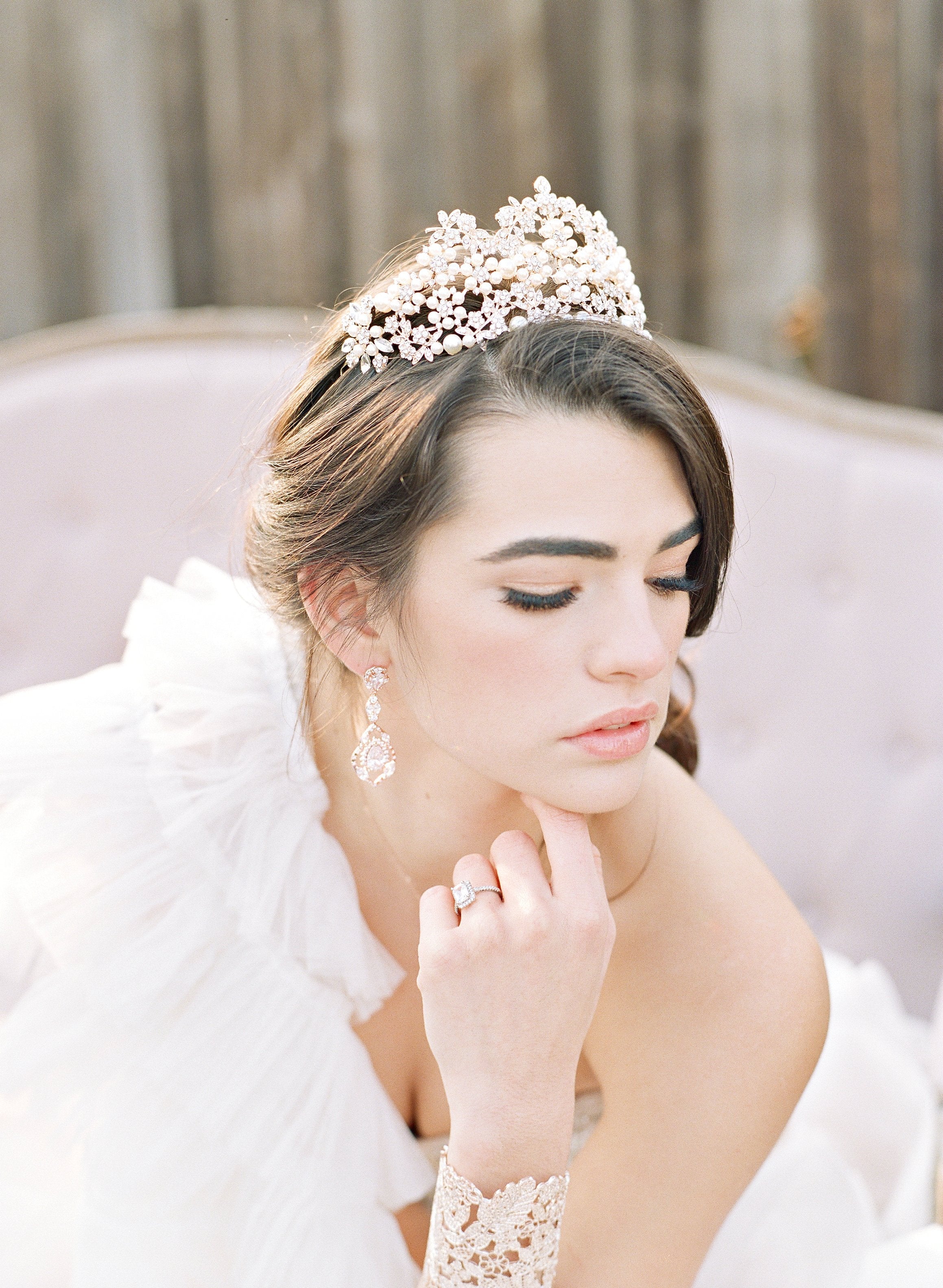 EDEN LUXE Bridal Earrings Simulated Diamond Dangle Earrings- TANYA