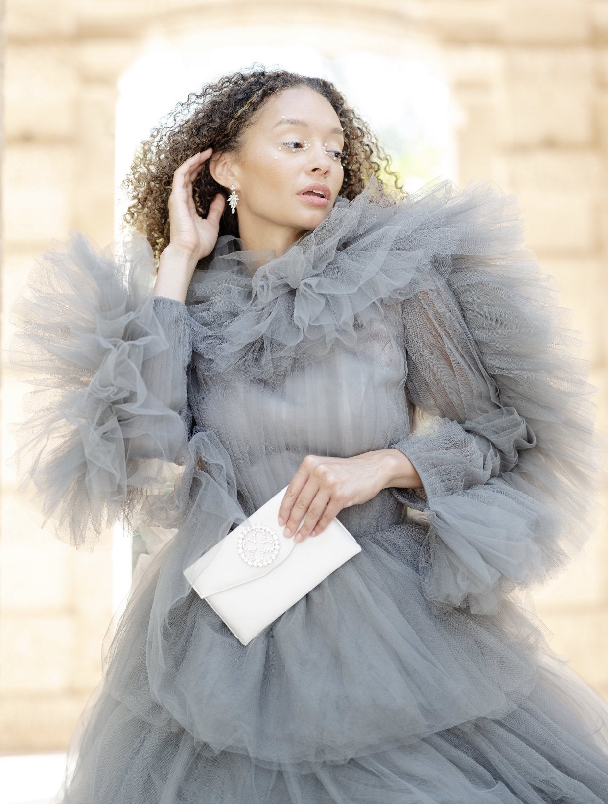 EDEN LUXE Bridal Earrings VENUS Simulated Diamond Cluster Drop Earrings