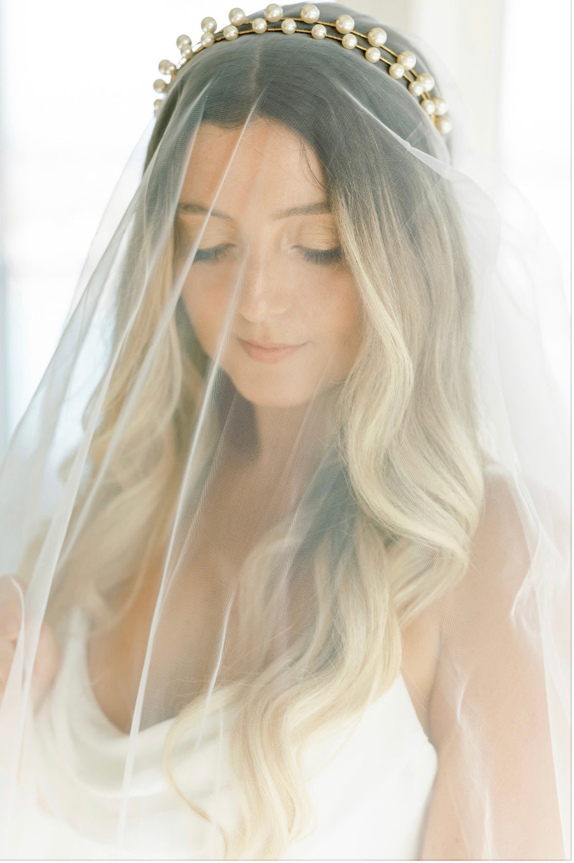 EDEN LUXE Bridal ELLIE Pearl Double Band Headband Tiara