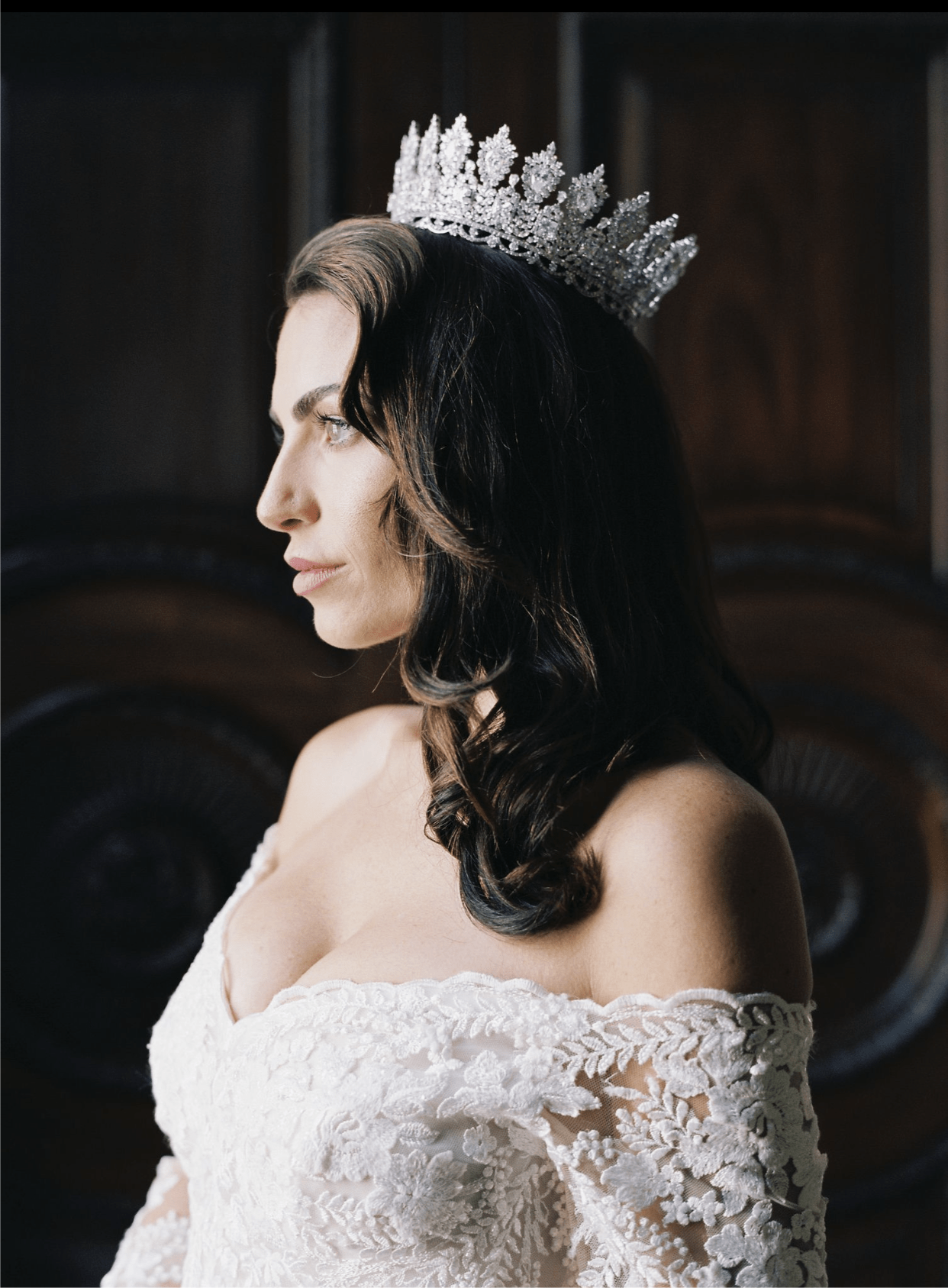 EDEN LUXE Bridal Full Crown Silver RACHEL Simulated Diamond Royal Bridal Full Crown