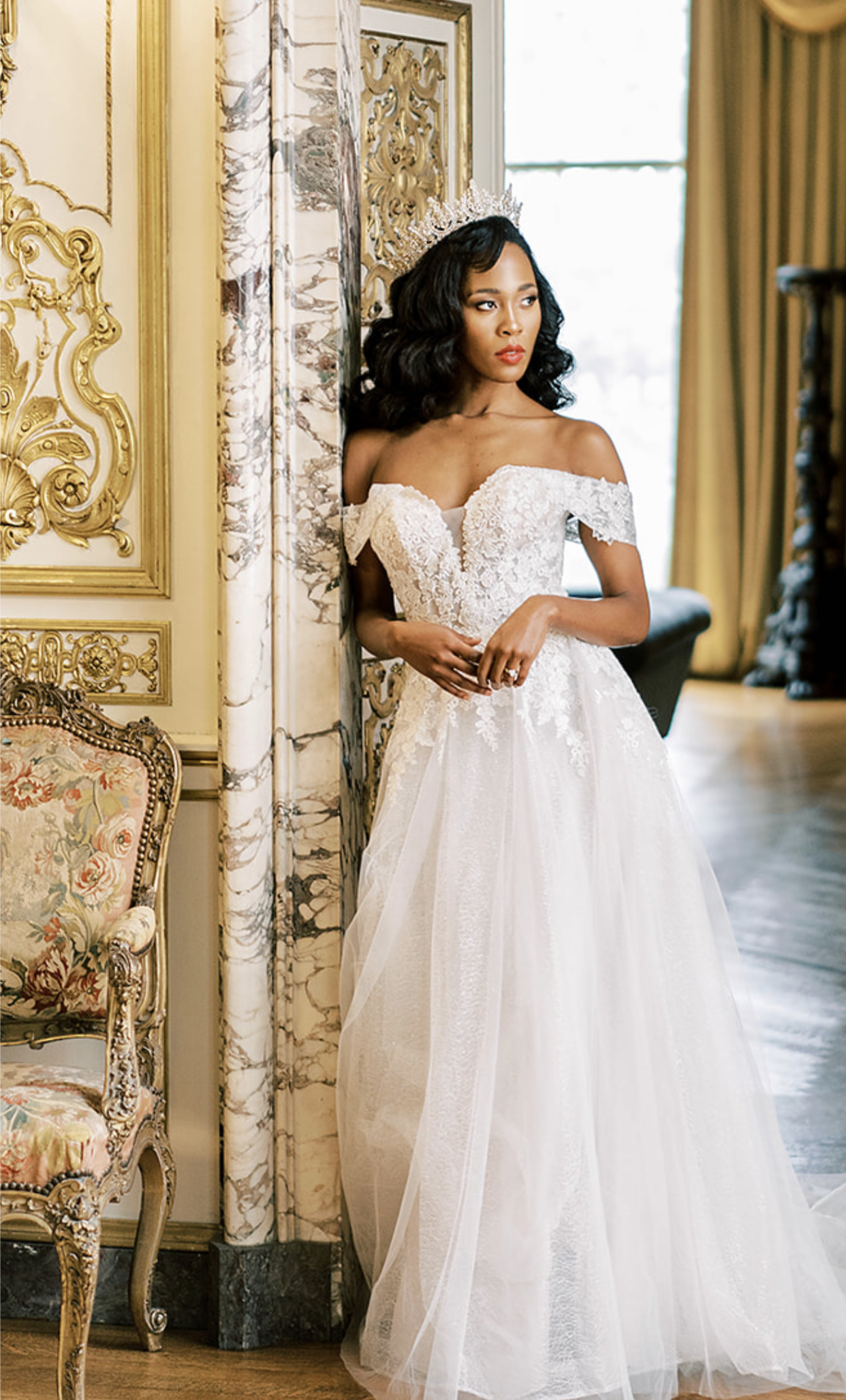 Bride Wearing Gold Crown | EDEN LUXE Bridal