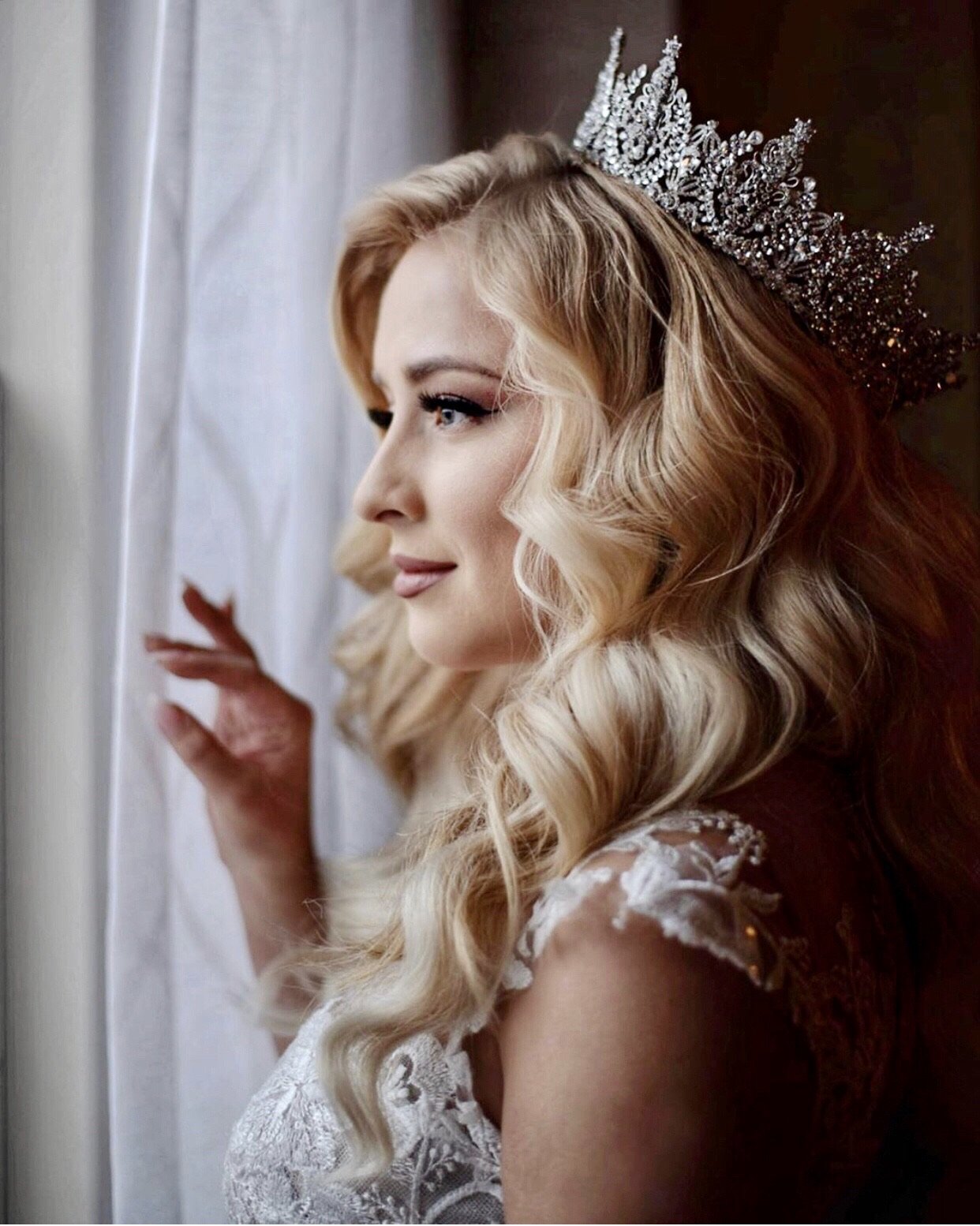 Bride wearing crown