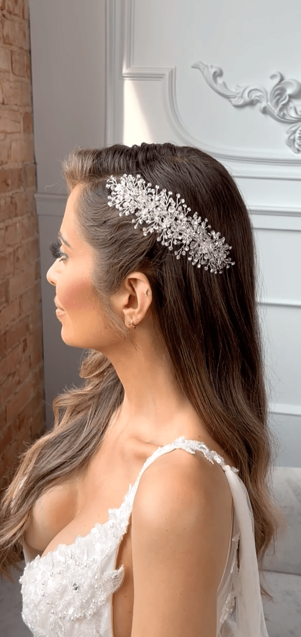 Bridal Headpiece Wedding Side Hair Comb WHITNEY EDEN LUXE Bridal