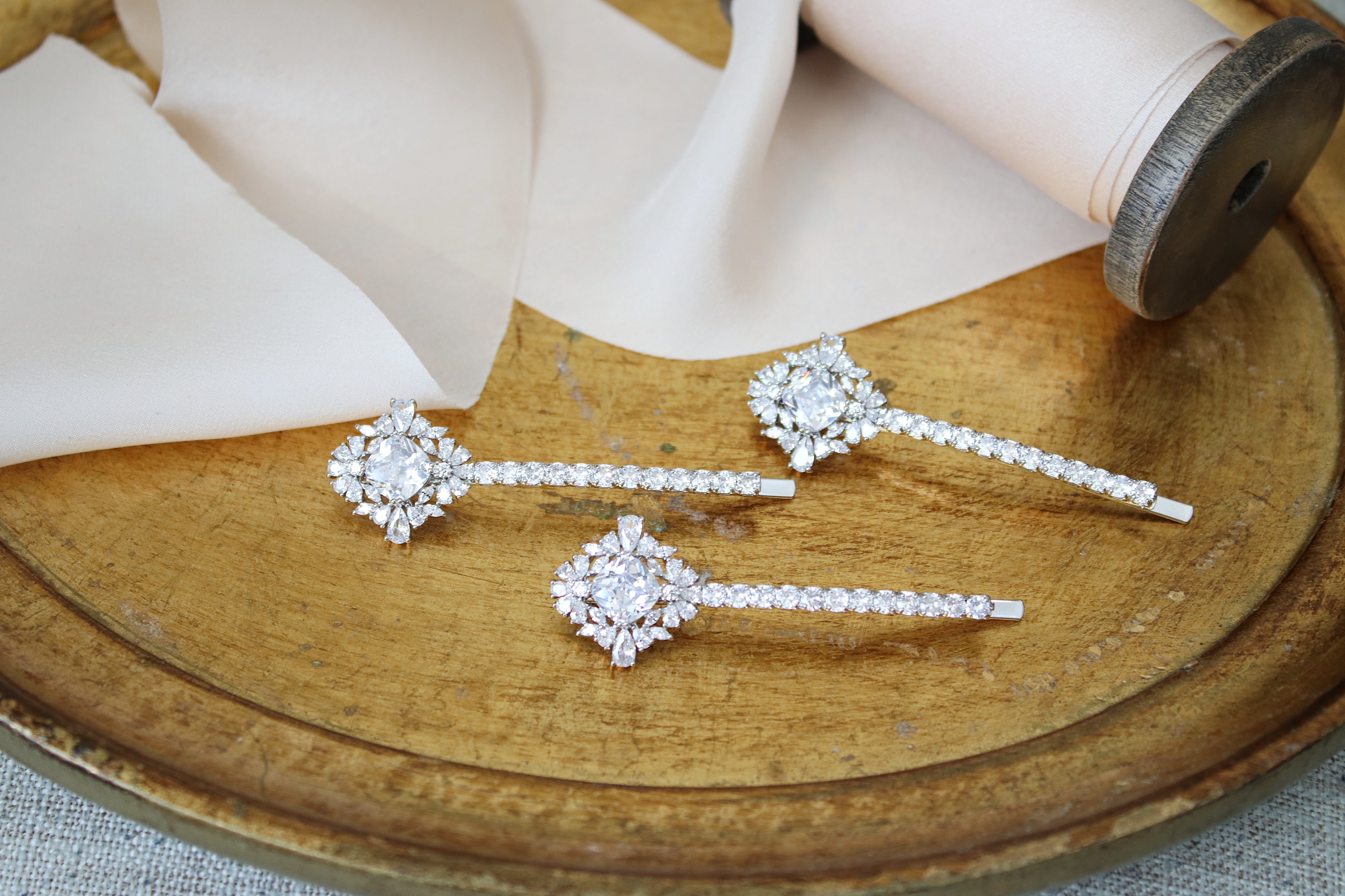 EDEN LUXE Bridal Hair Pins 3 Hairpins SABLE Simulated Diamond Hairpins