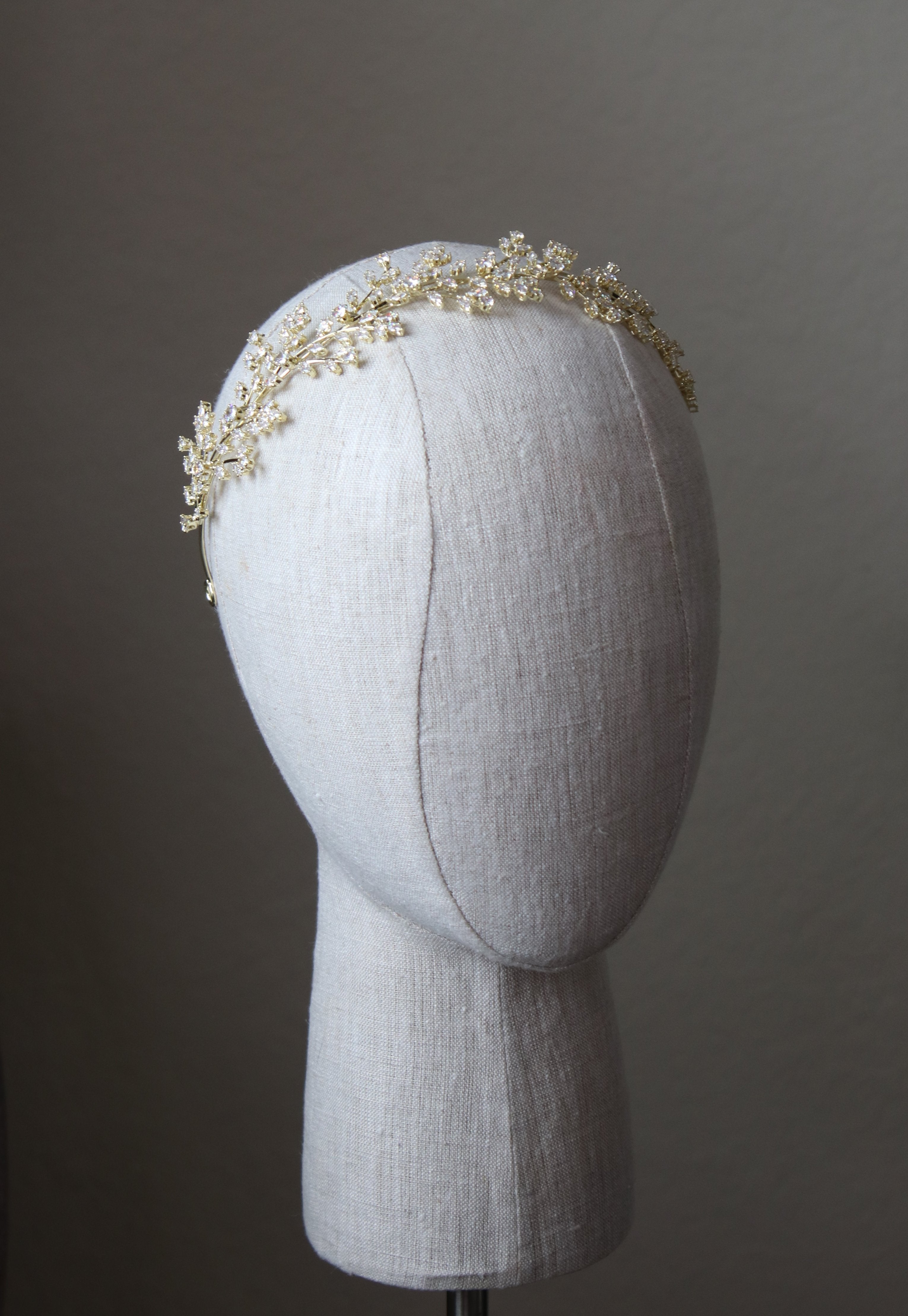 EDEN LUXE Bridal Headbands Gold FABRICE Simulated Diamond Bridal Headpiece