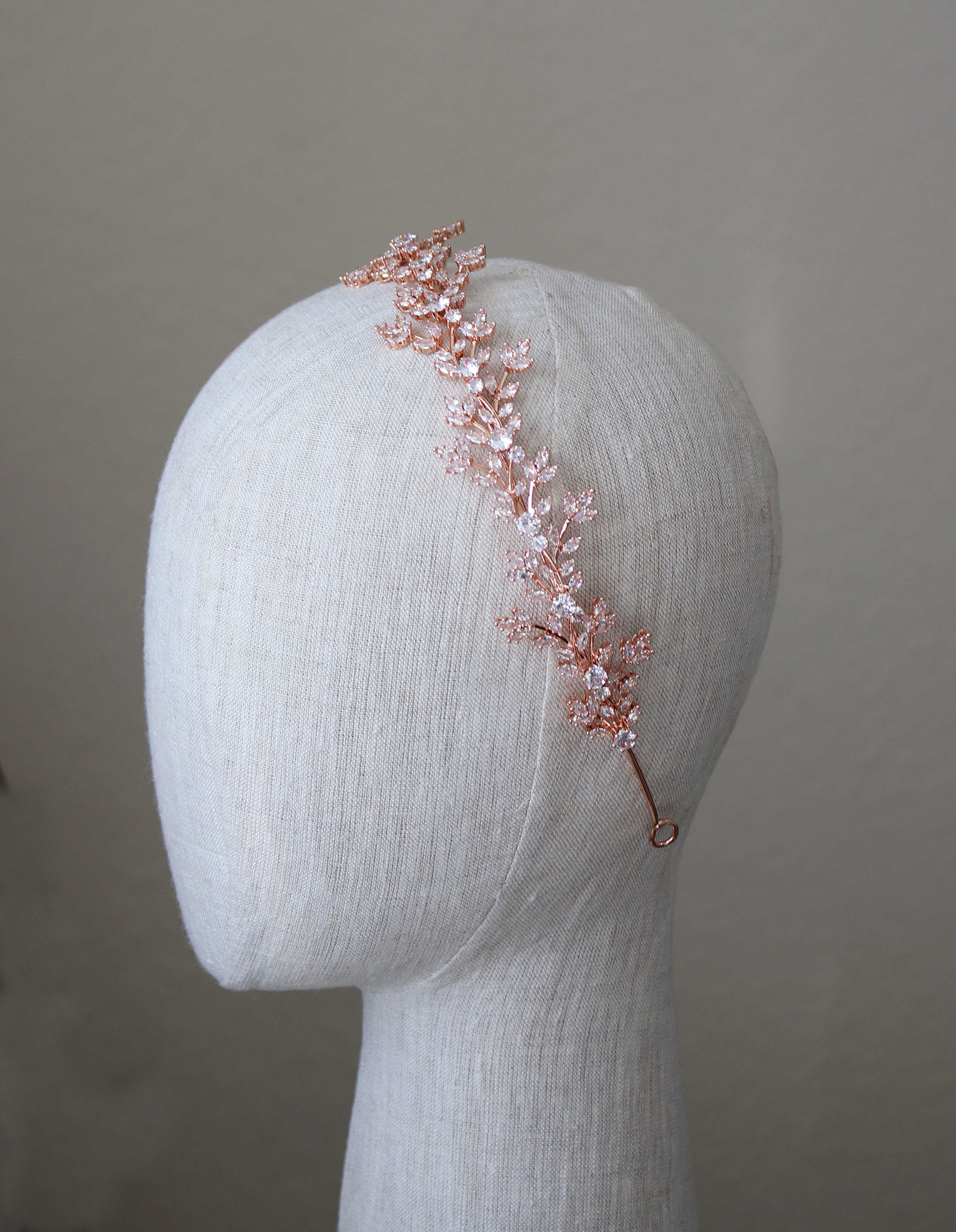 EDEN LUXE Bridal Headbands Rose Gold FABRICE Simulated Diamond Bridal Headpiece