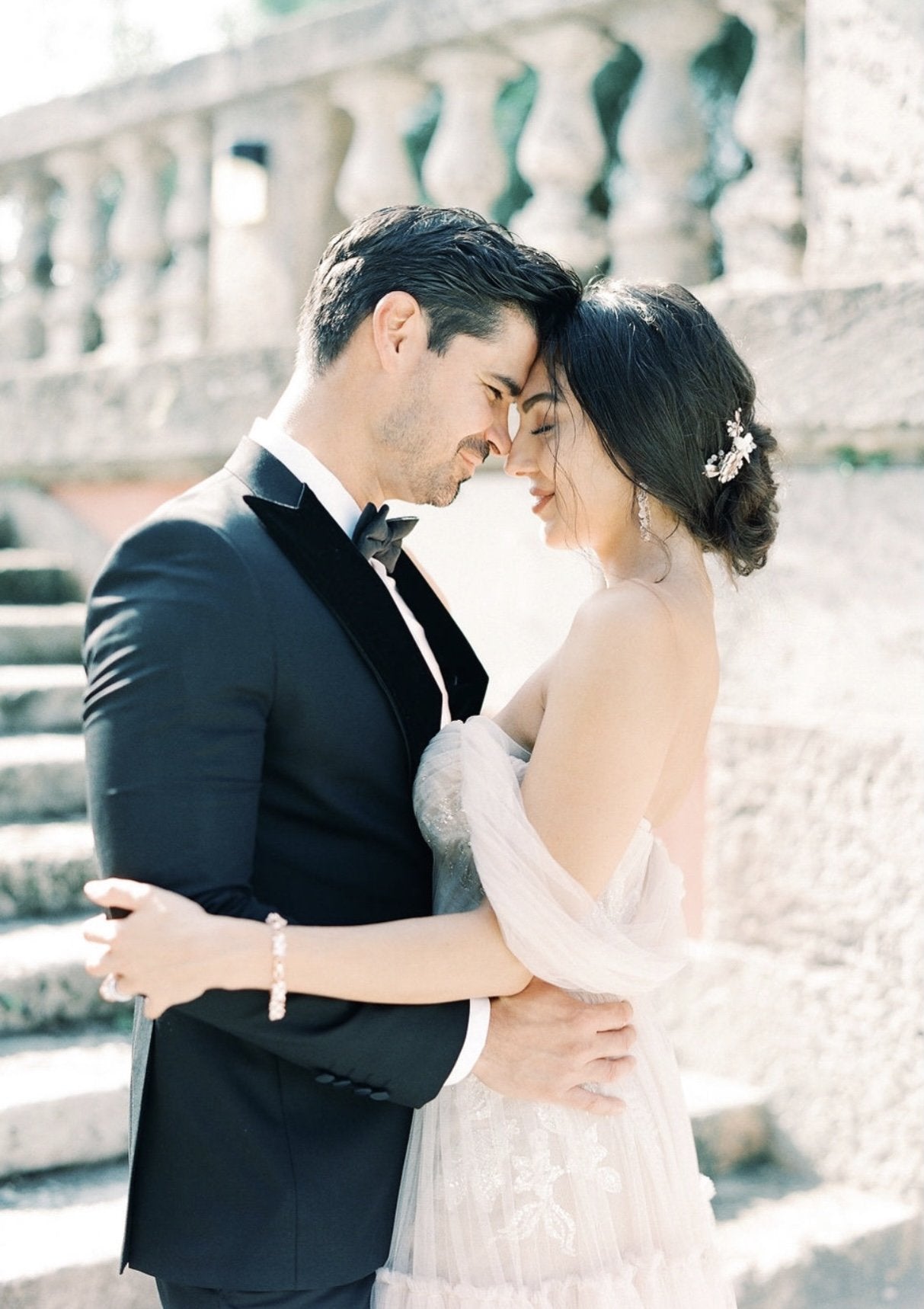 EDEN LUXE Bridal Headpiece ADDISON Porcelain Floral and Crystal Comb Set