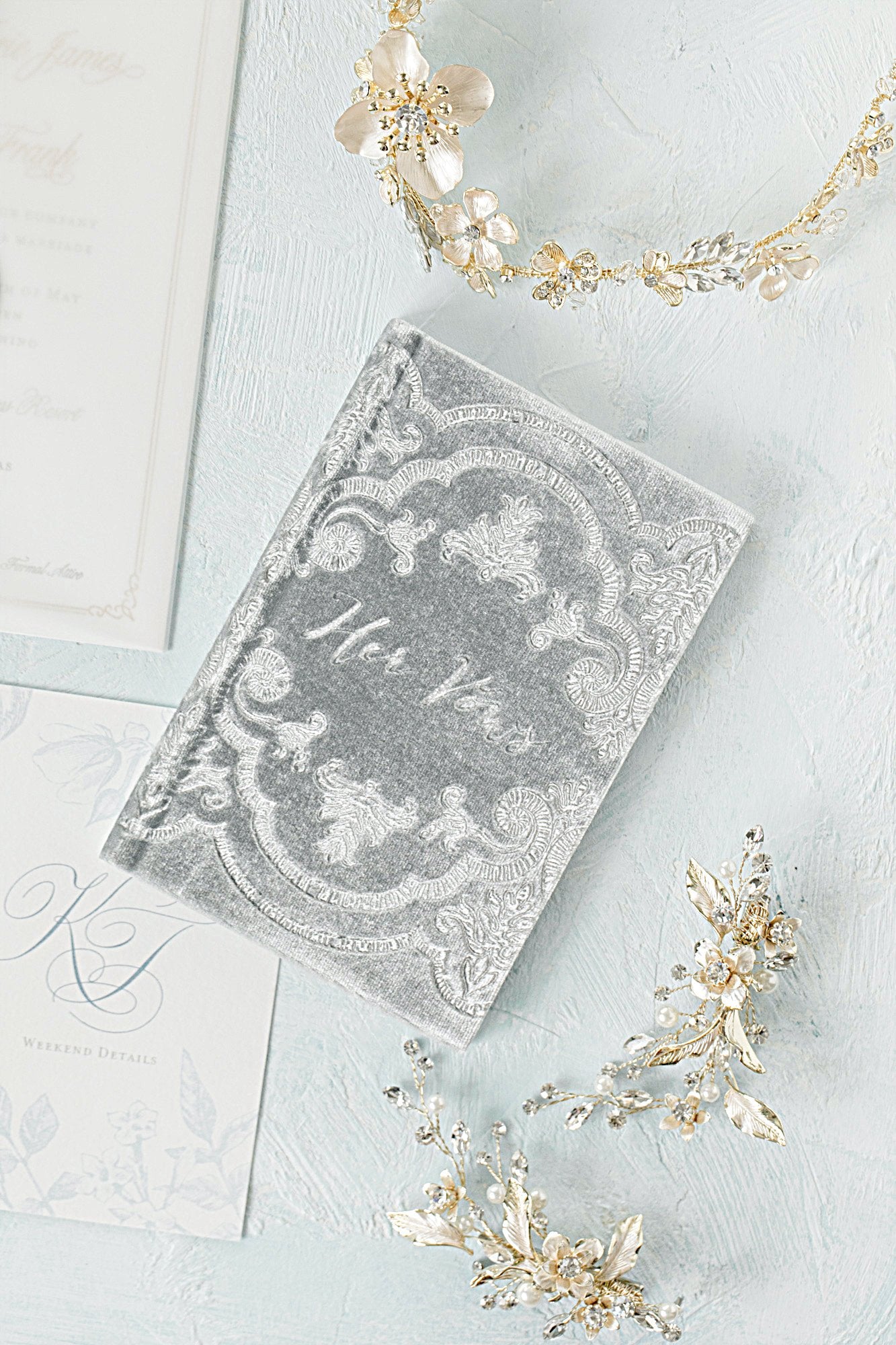 EDEN LUXE Bridal Headpiece APRIL Gilded Leaves Hair Clip Set