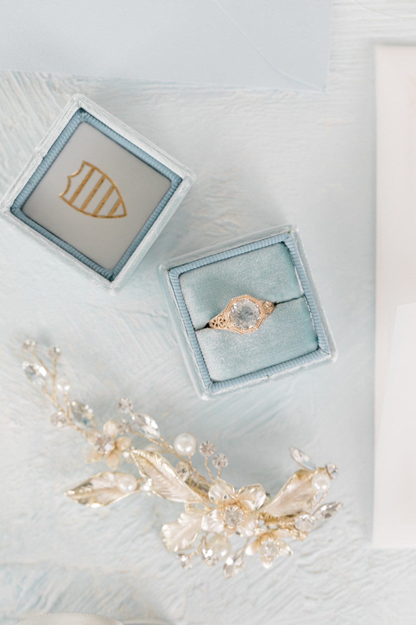 EDEN LUXE Bridal Headpiece APRIL Gilded Leaves Hair Clip Set