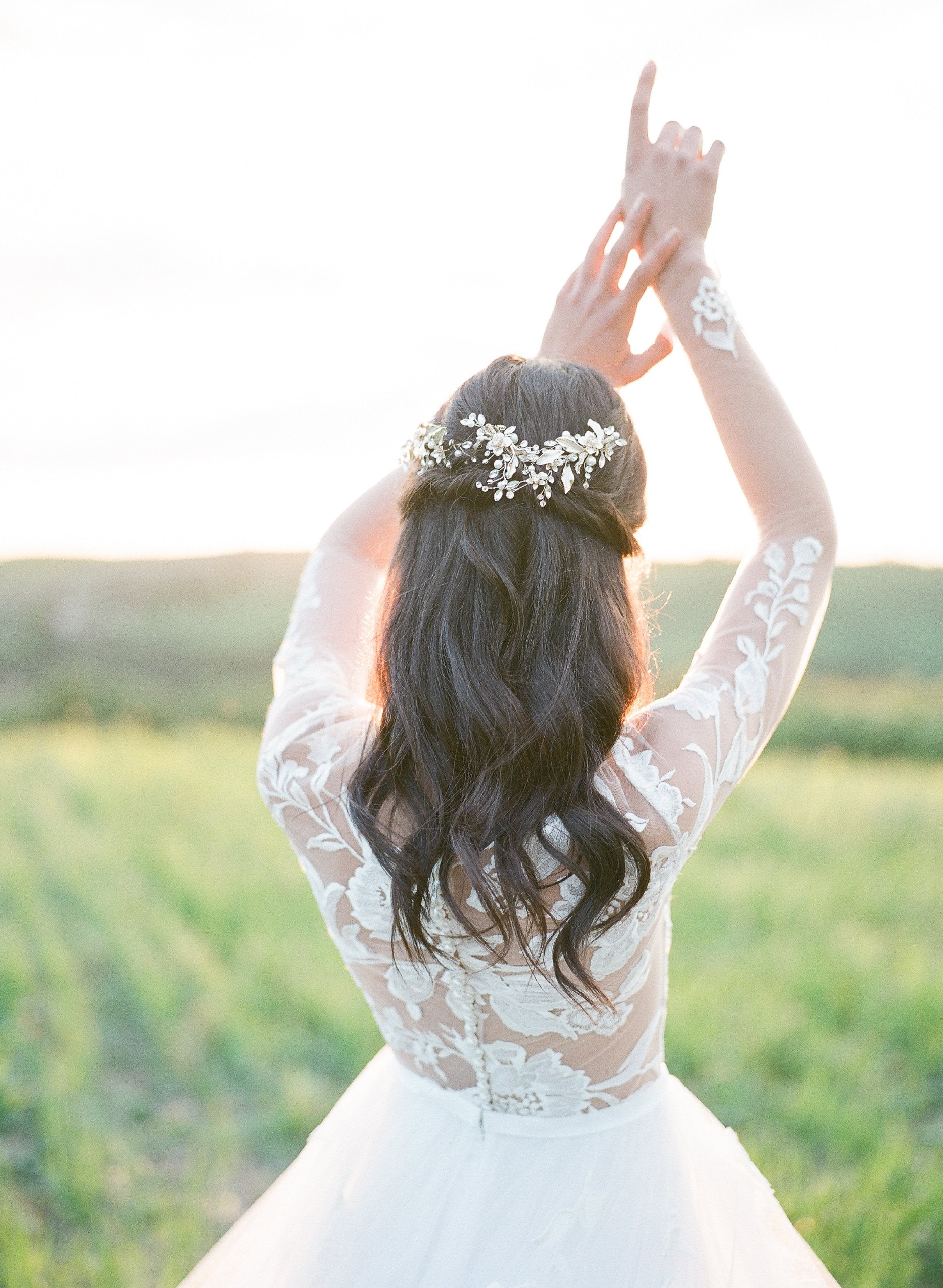 EDEN LUXE Bridal Headpiece APRIL Gilded Leaves Hair Clip Set