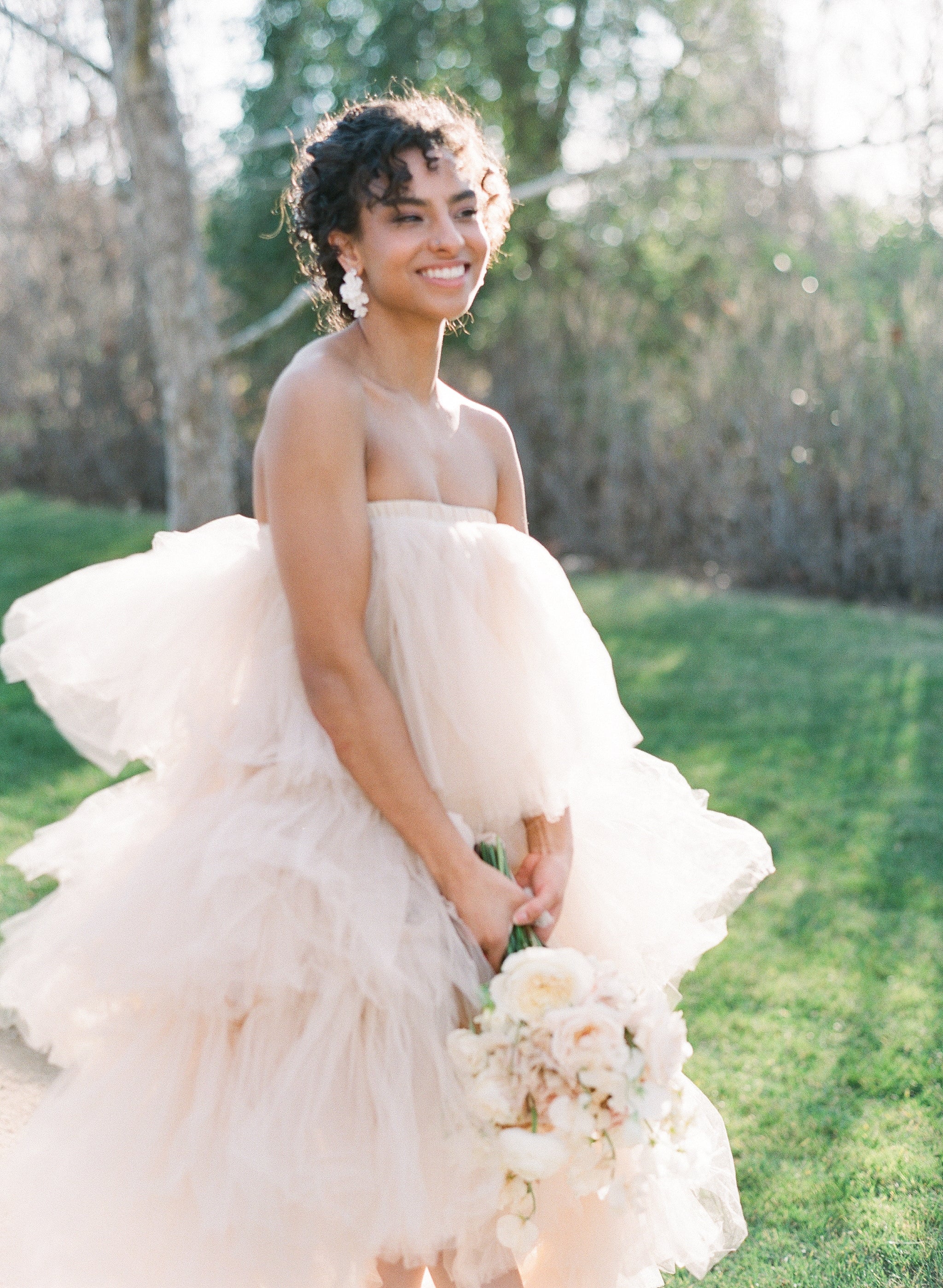 EDEN LUXE Bridal Headpiece BIANCA White Porcelain Floral Earrings