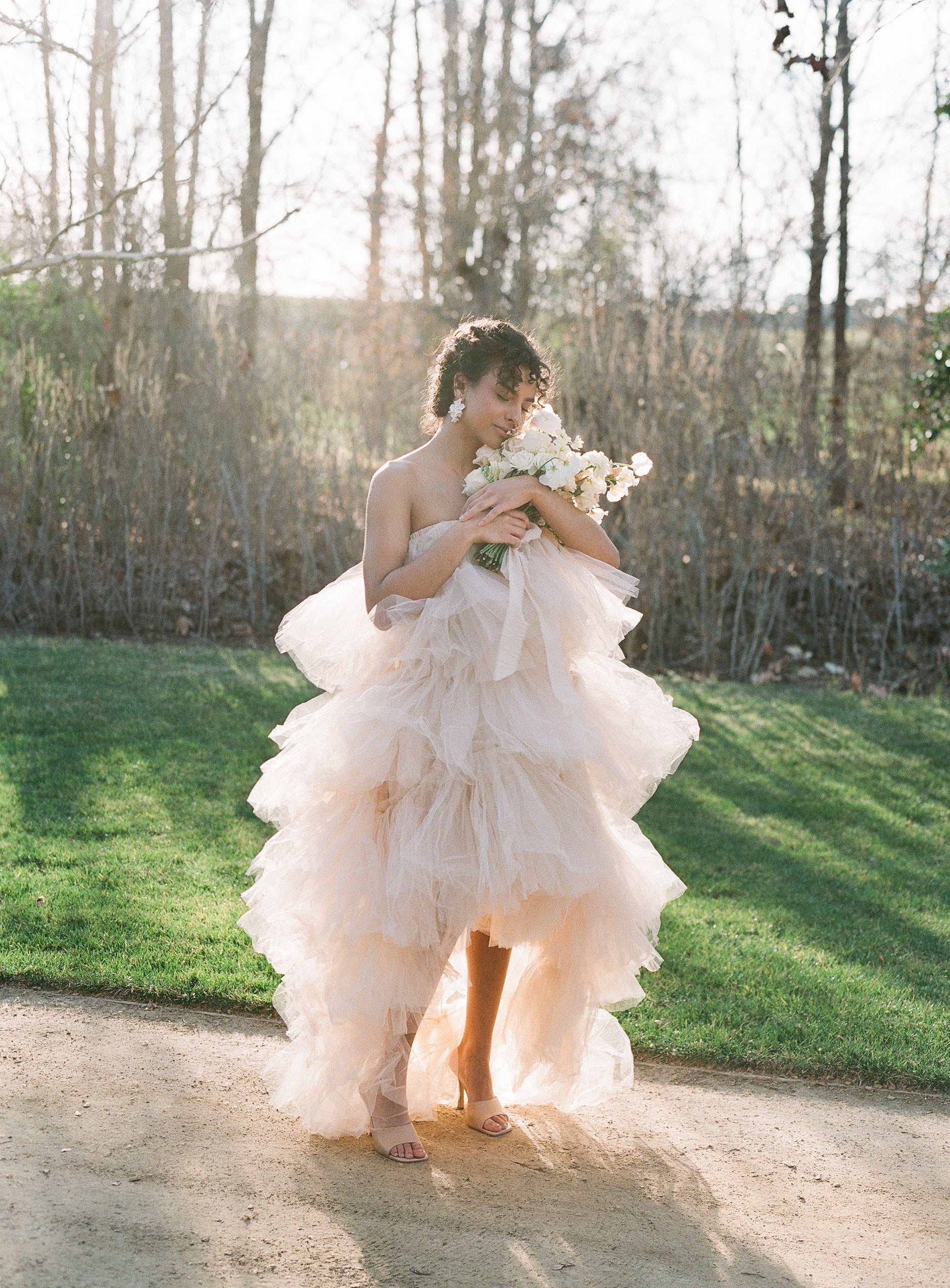 EDEN LUXE Bridal Headpiece BIANCA White Porcelain Floral Earrings
