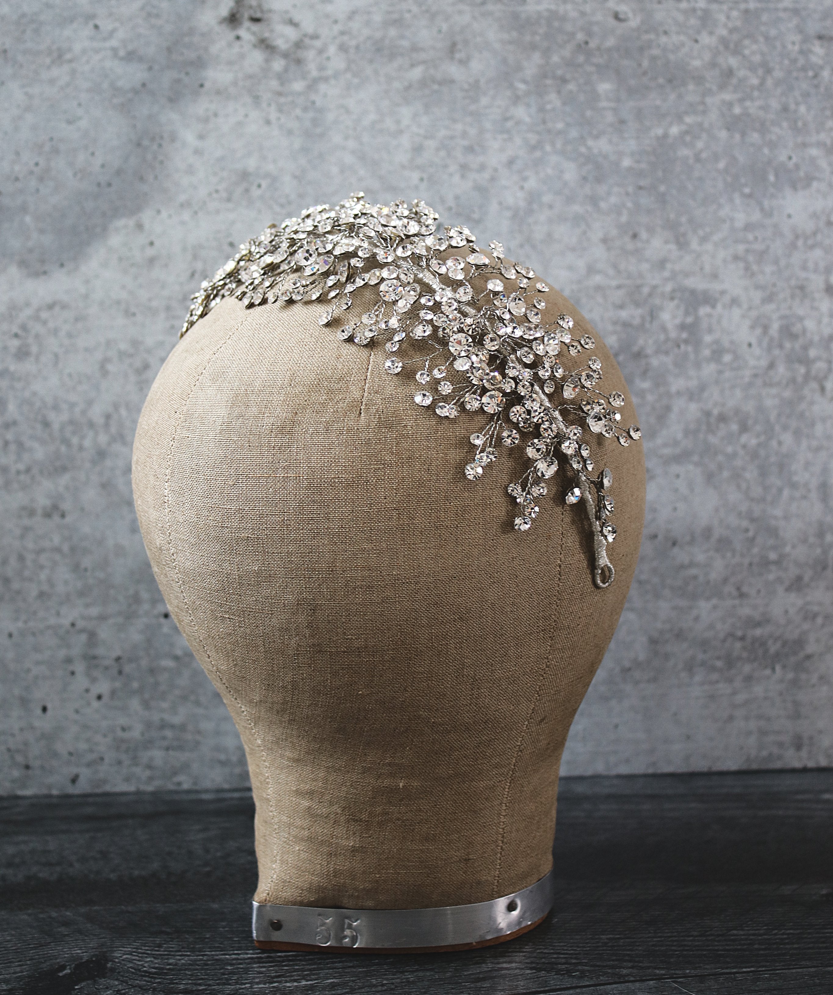 EDEN LUXE Bridal Headpiece CHARMAINE Wide Swarovski Crystal Headpiece