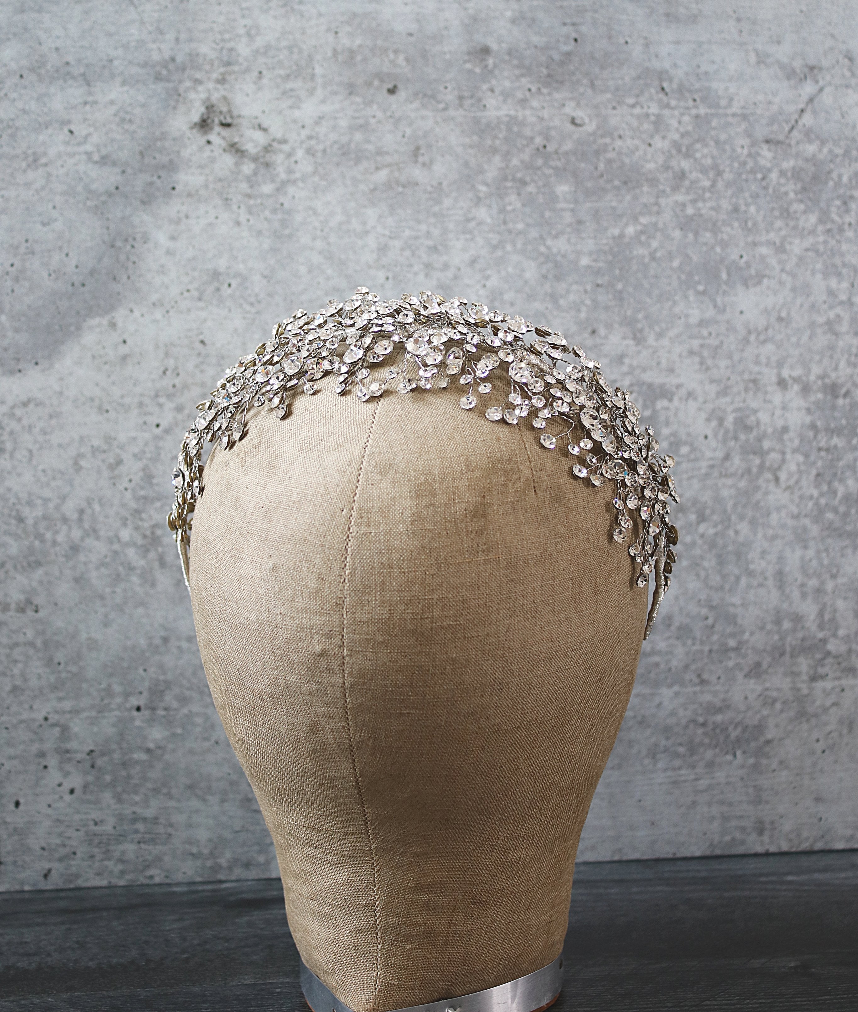 EDEN LUXE Bridal Headpiece CHARMAINE Wide Swarovski Crystal Headpiece