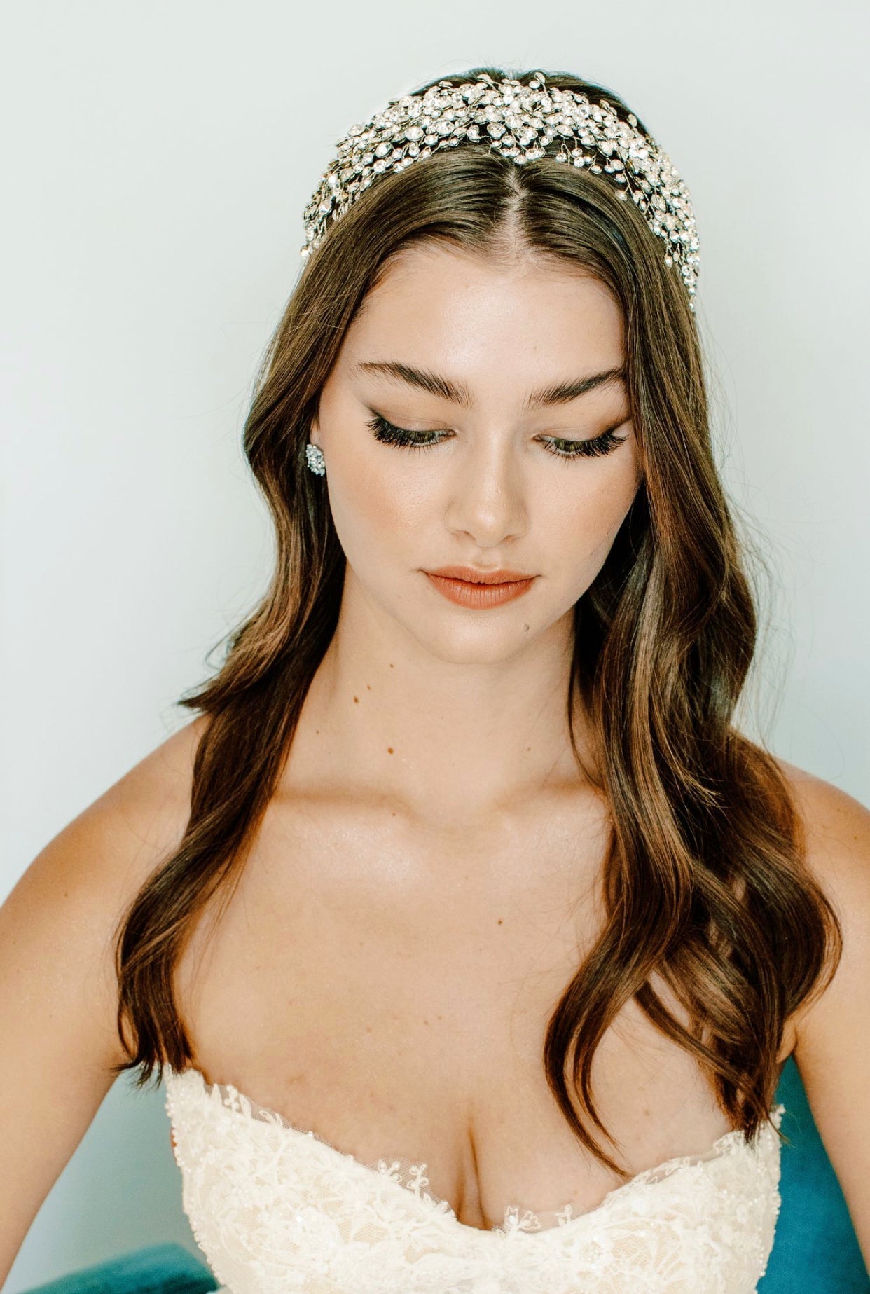 EDEN LUXE Bridal Headpiece CHARMAINE Wide Swarovski Crystal Headpiece