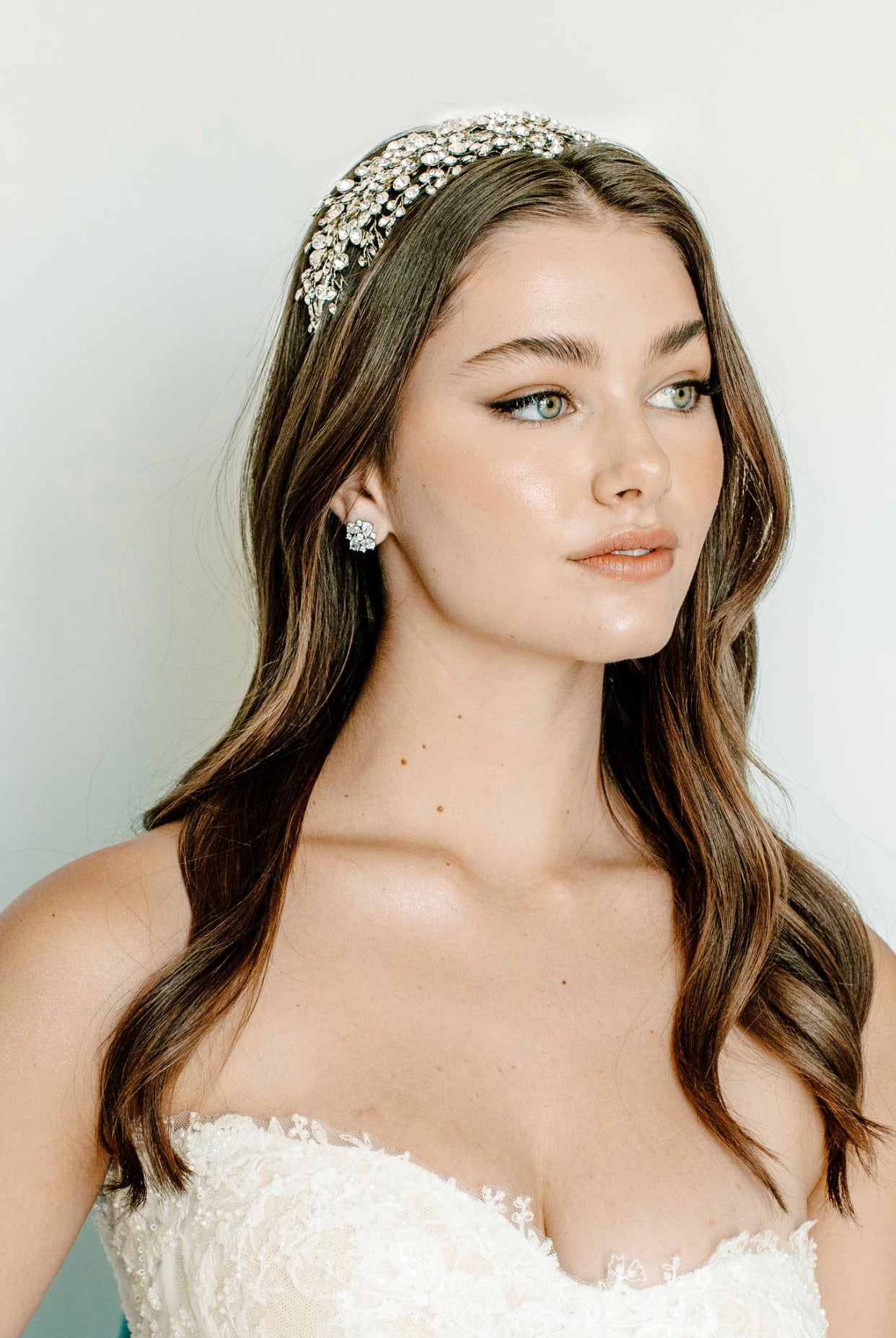 EDEN LUXE Bridal Headpiece CHARMAINE Wide Swarovski Crystal Headpiece