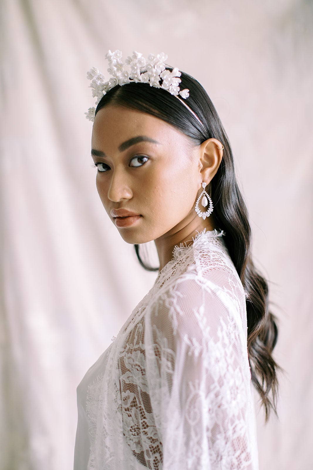 EDEN LUXE Bridal Headpiece EMMA Porcelain and Pearl Floral Tiara