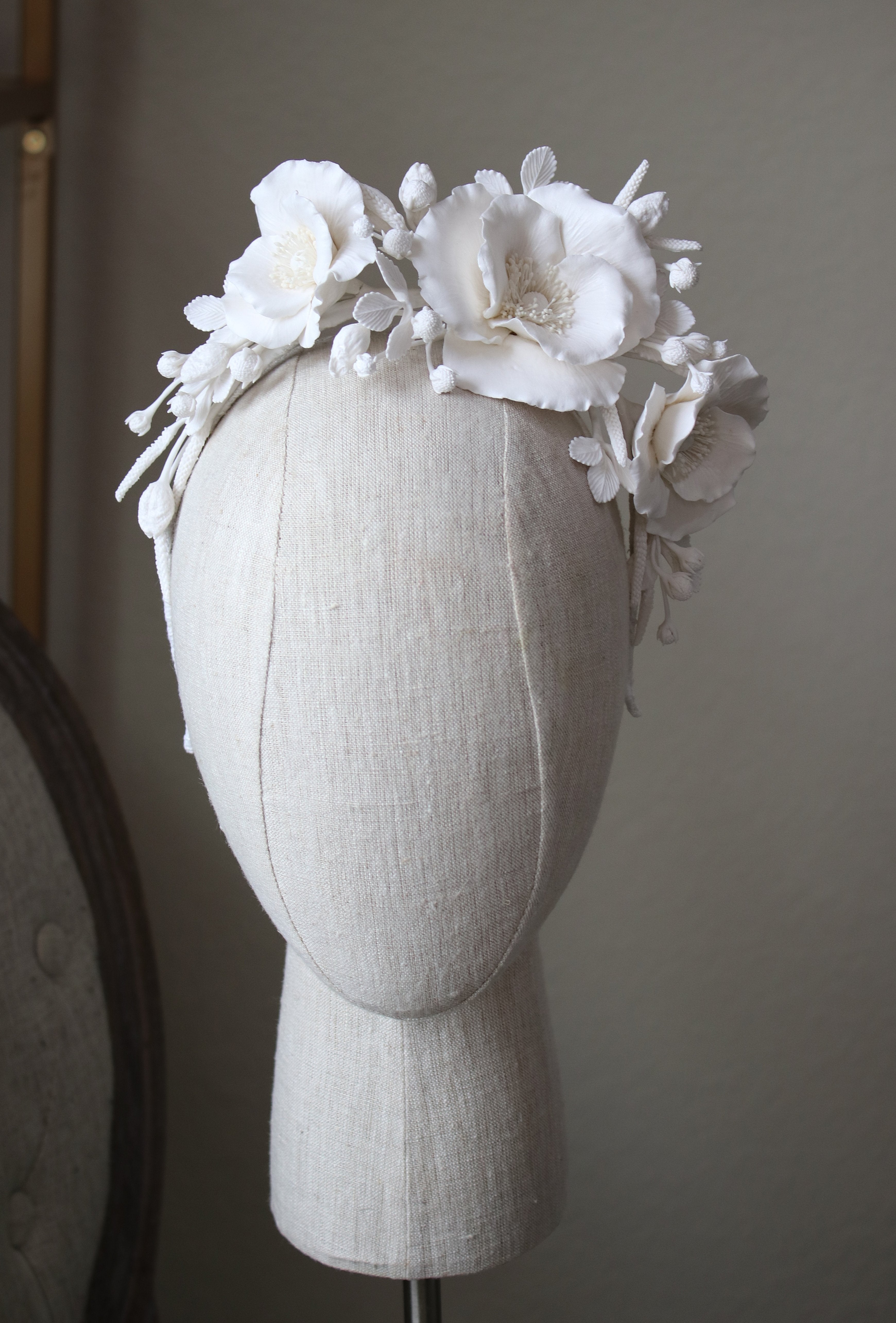 EDEN LUXE Bridal Headpiece FREYA White Floral Tiara
