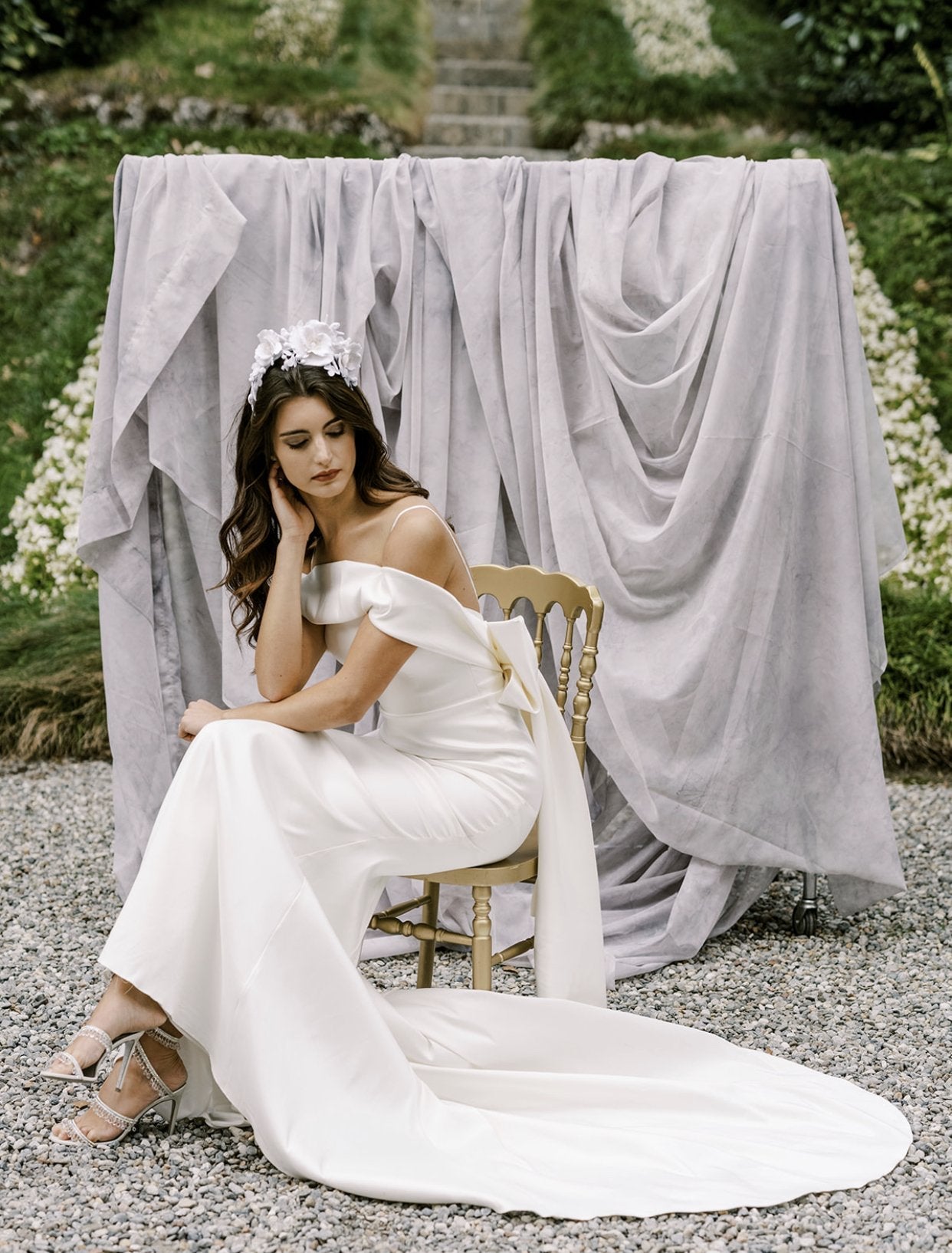 EDEN LUXE Bridal Headpiece FREYA White Floral Tiara