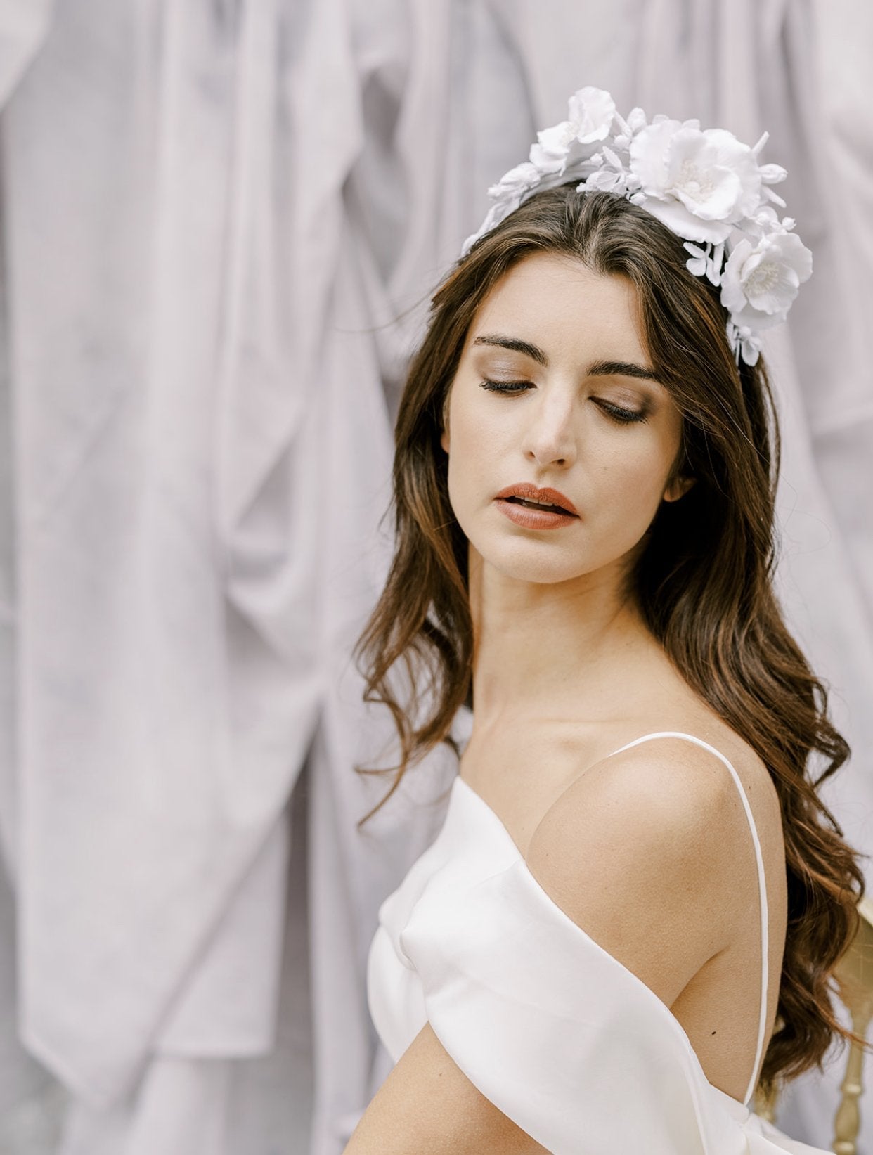 EDEN LUXE Bridal Headpiece FREYA White Floral Tiara