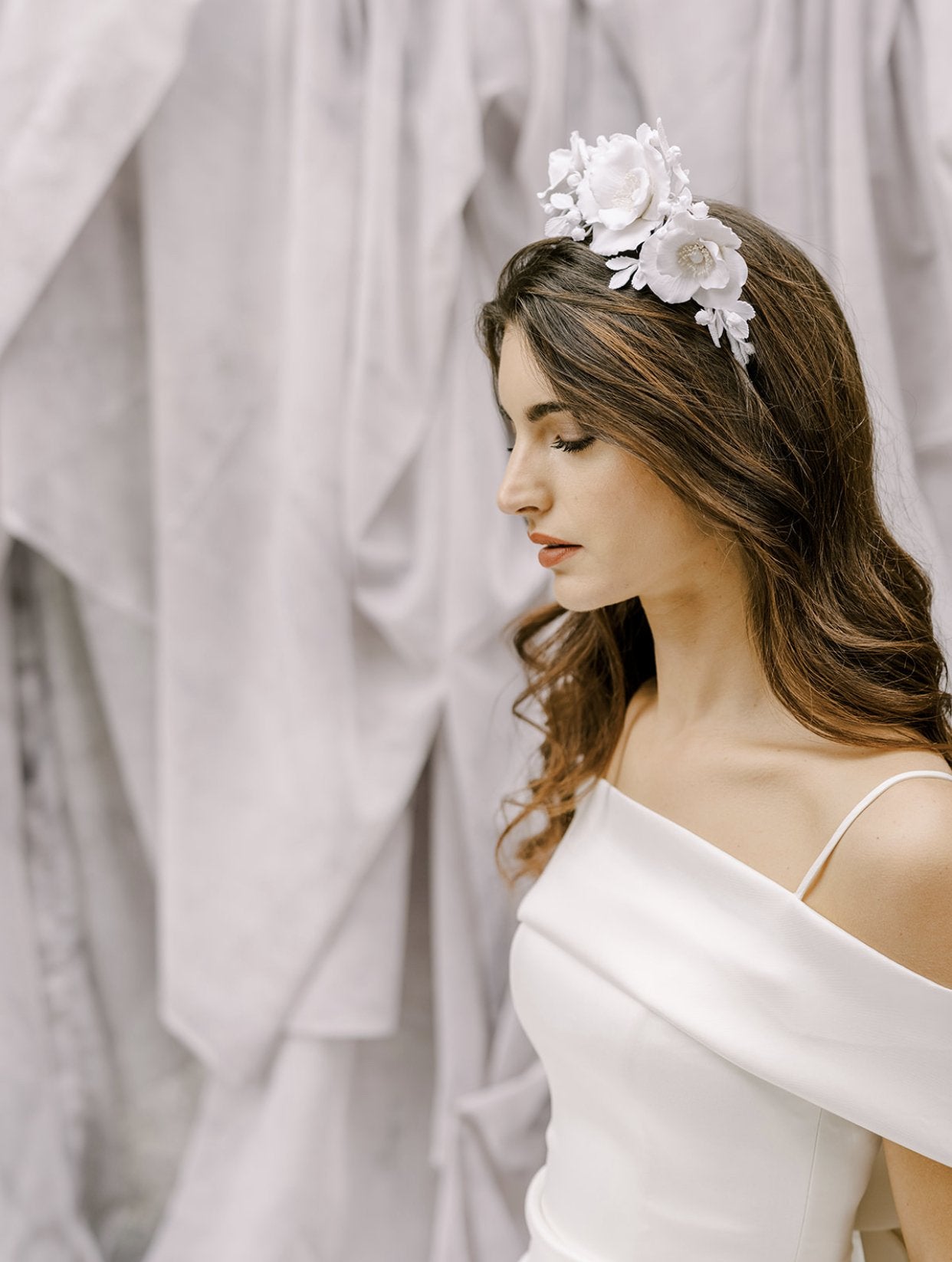 EDEN LUXE Bridal Headpiece FREYA White Floral Tiara
