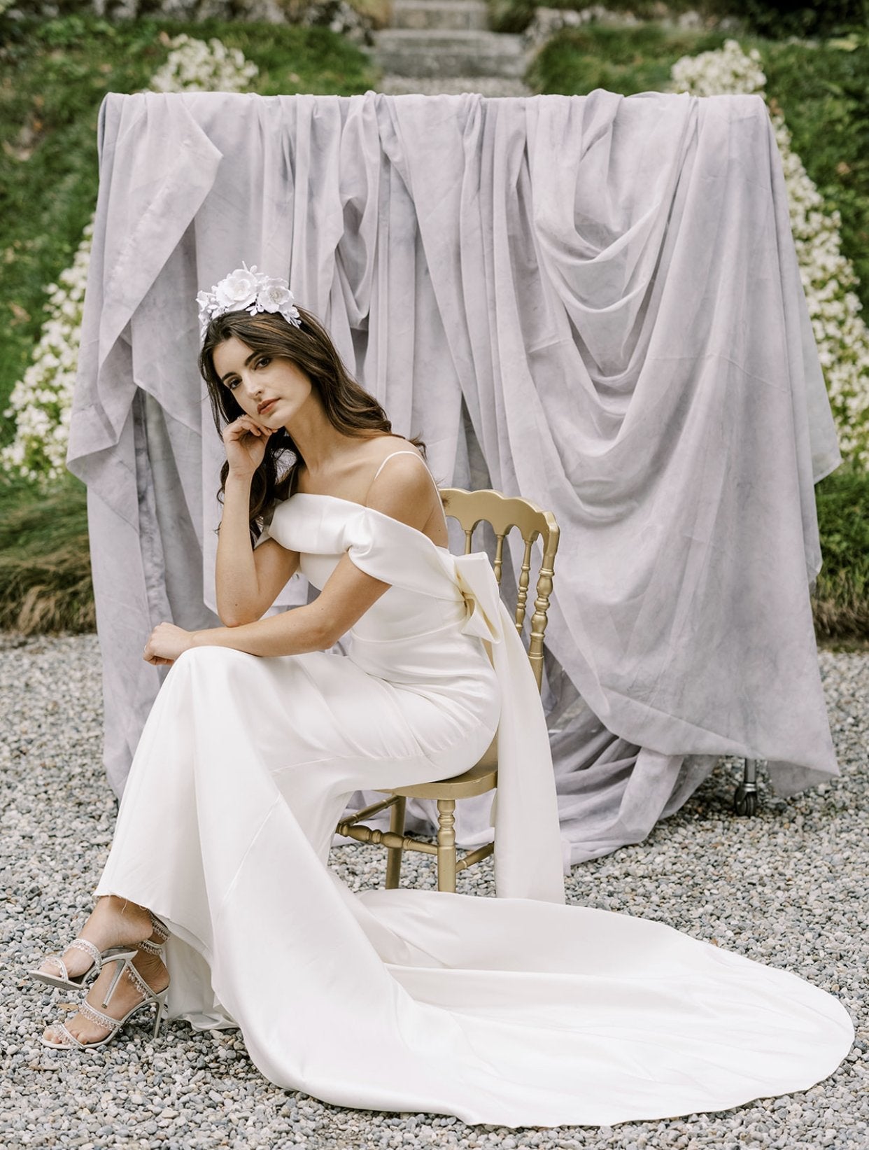EDEN LUXE Bridal Headpiece FREYA White Floral Tiara