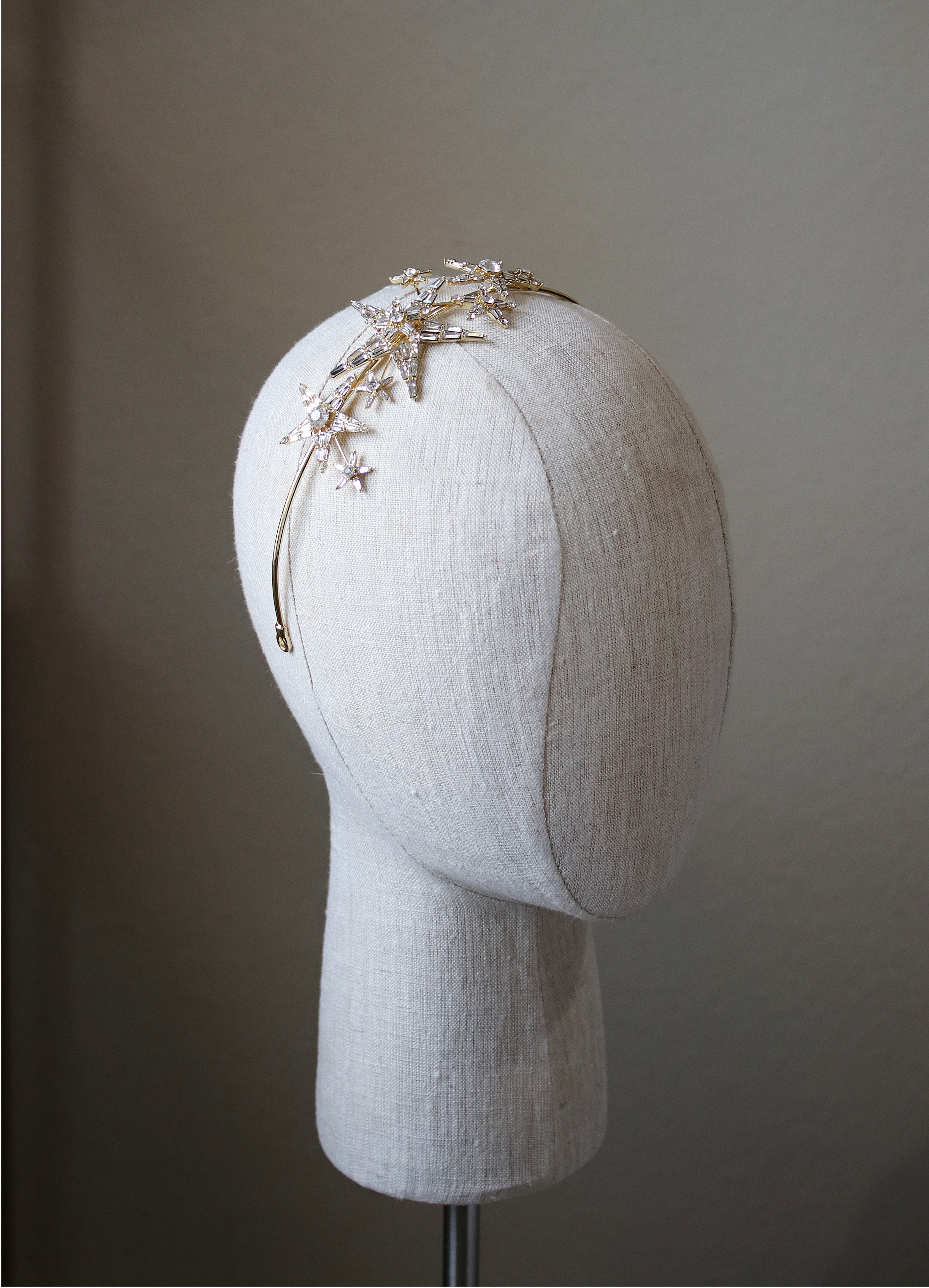 EDEN LUXE Bridal Headpiece Gold ASTARA Bejeweled Celestial Headpiece Tiara