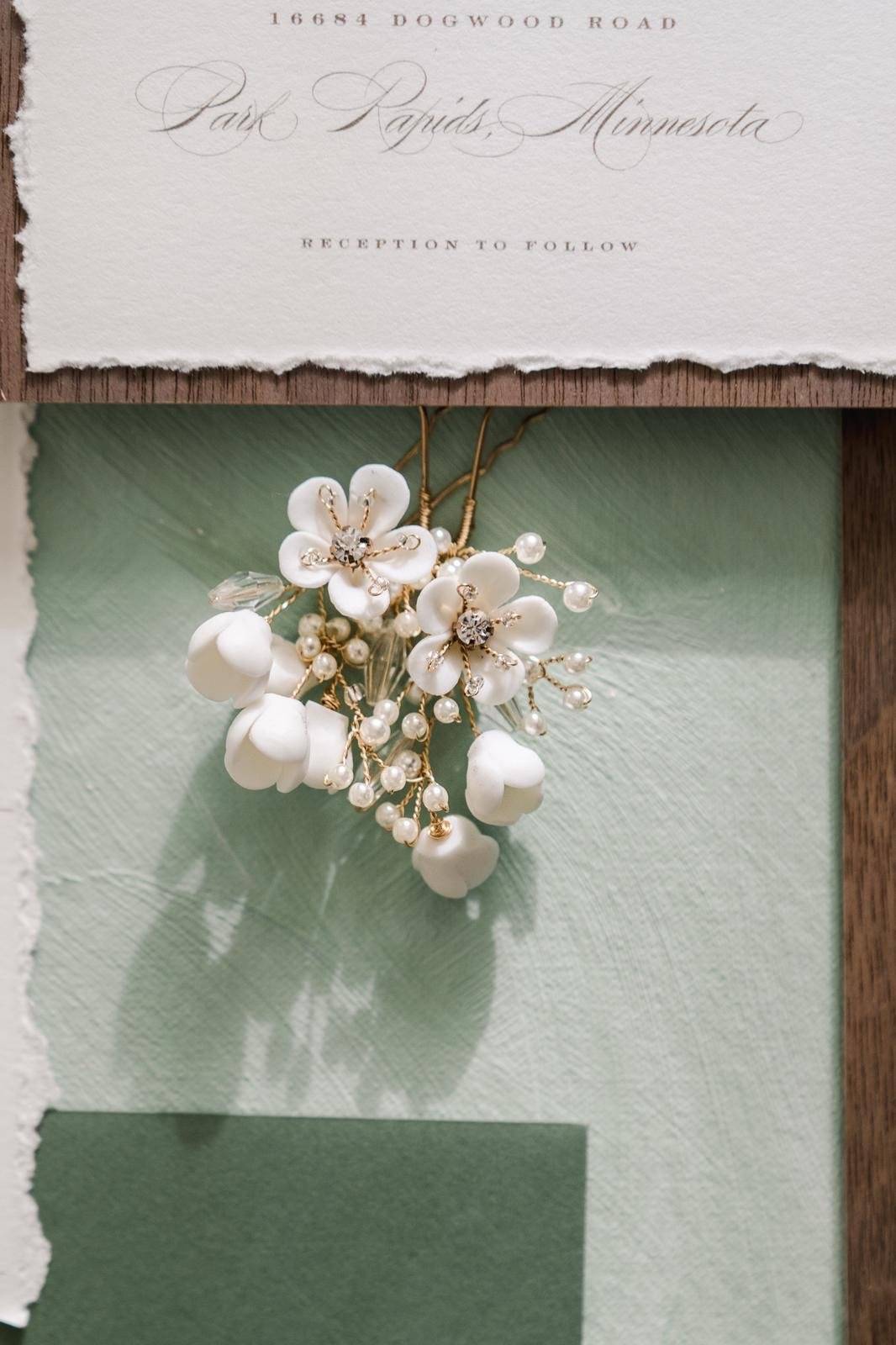 EDEN LUXE Bridal Headpiece JULIA Porcelain Blooms Comb and Hairpin Set