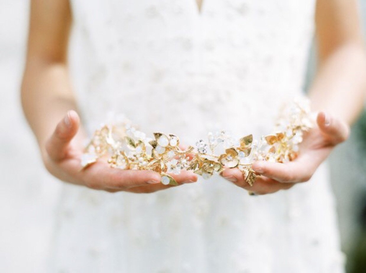 EDEN LUXE Bridal Headpiece JULIET Gold Bridal Halo Headpiece