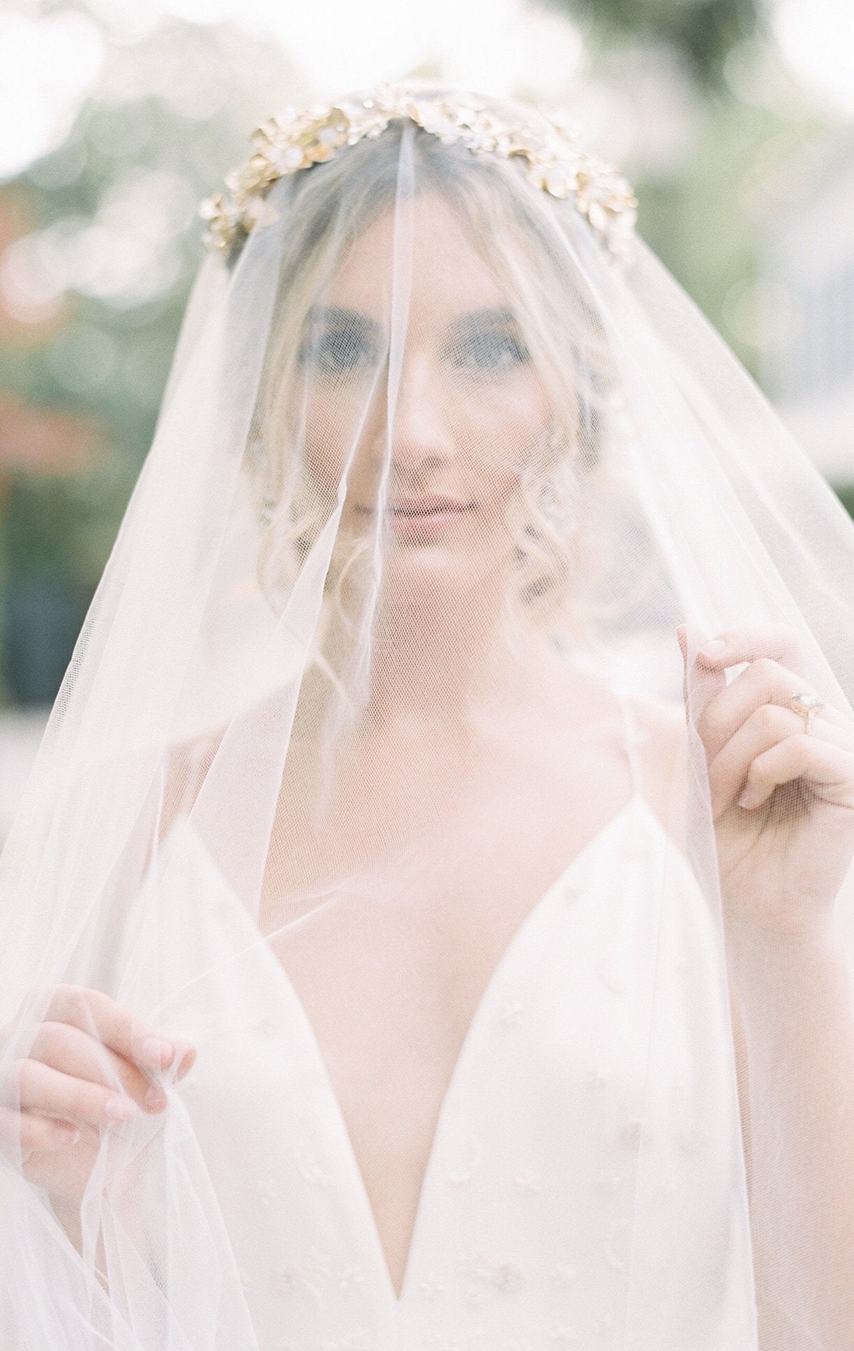 EDEN LUXE Bridal Headpiece JULIET Gold Bridal Halo Headpiece