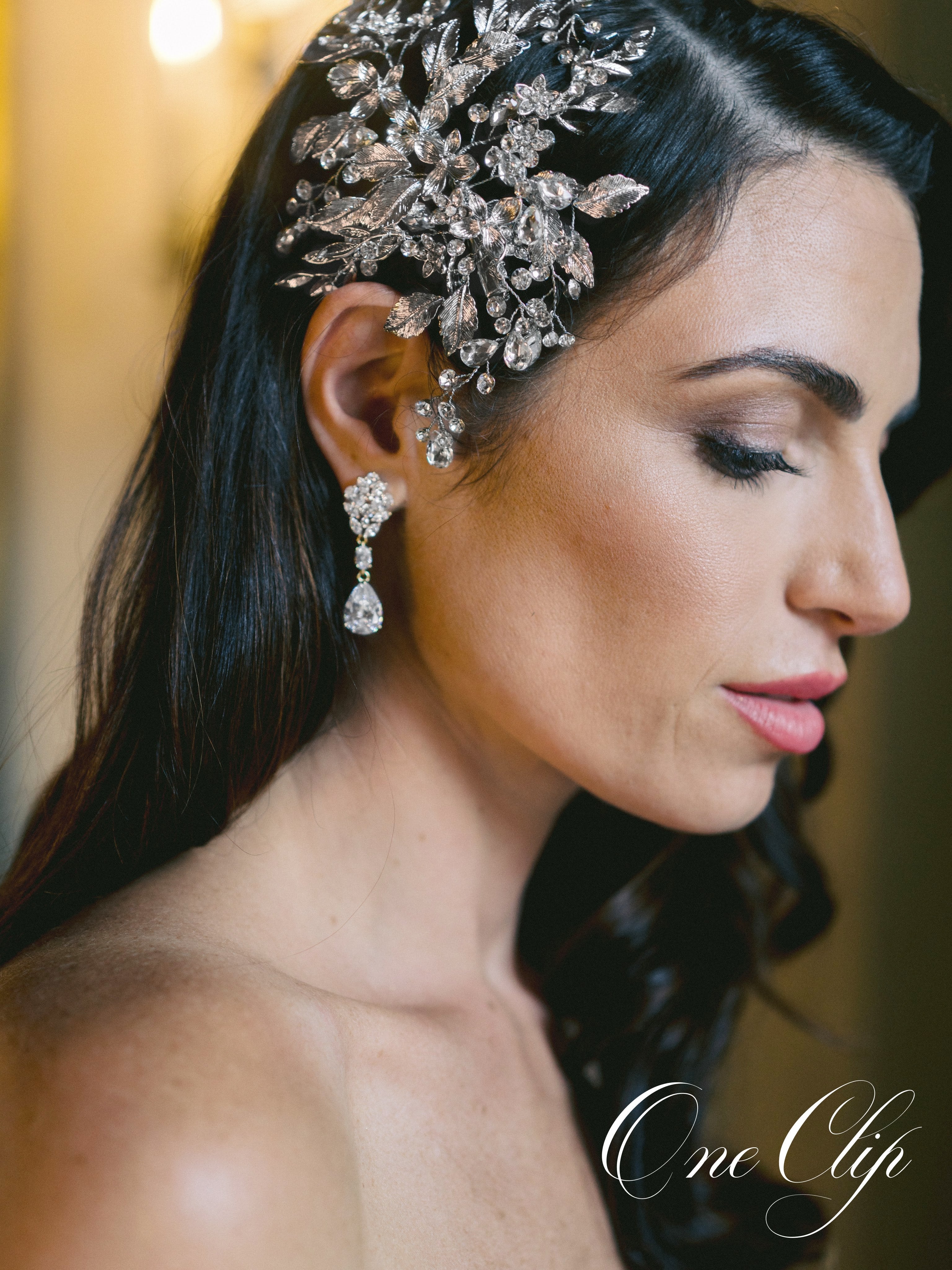 EDEN LUXE Bridal Headpiece MARGOT Silver Bridal Hair Clips