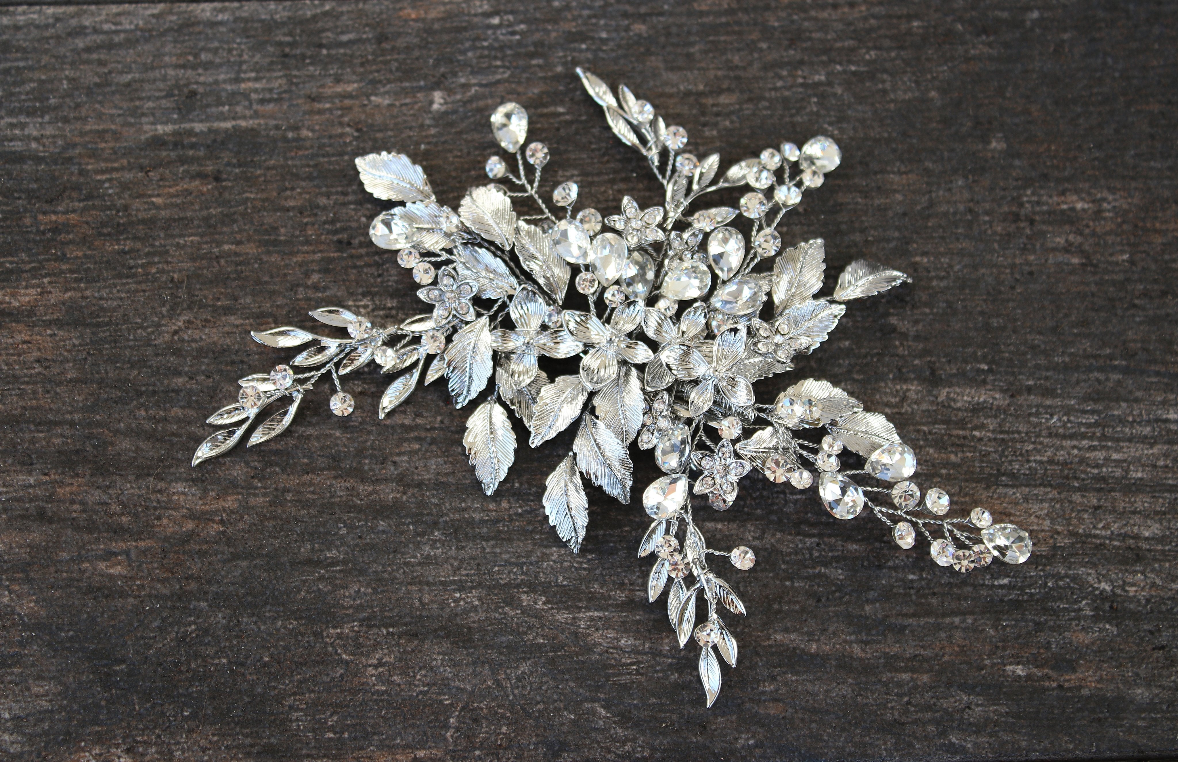 EDEN LUXE Bridal Headpiece MARGOT Silver Bridal Hair Clips