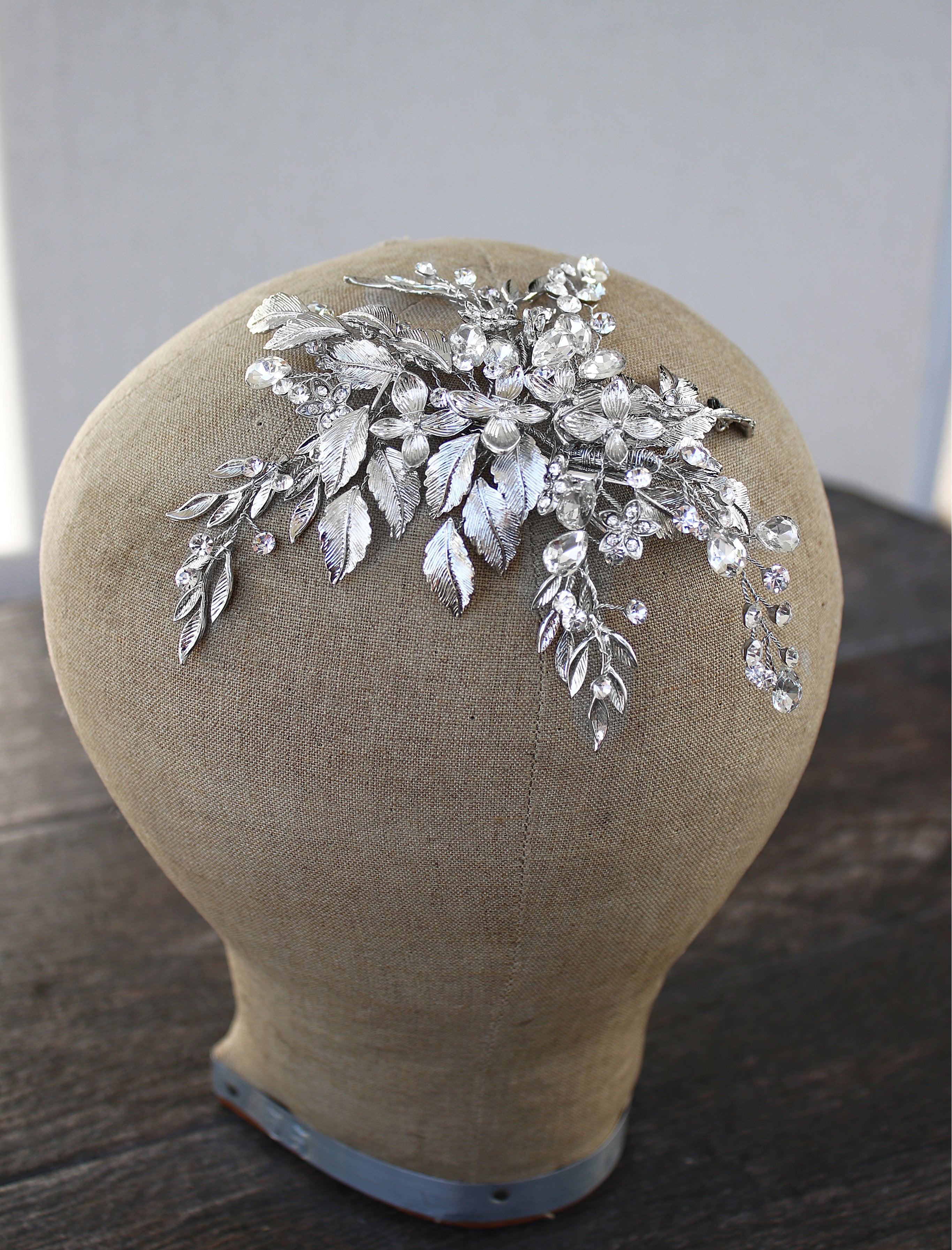 EDEN LUXE Bridal Headpiece MARGOT Silver Bridal Hair Clips