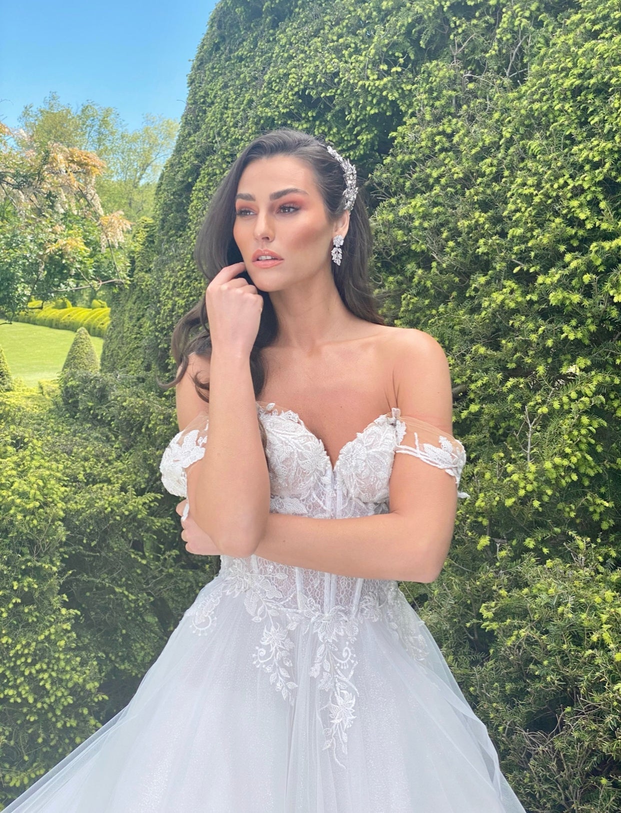 EDEN LUXE Bridal Headpiece MARGOT Silver Bridal Hair Clips