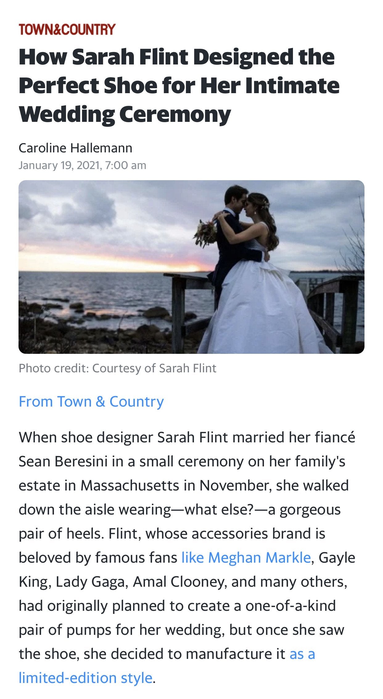 Sarah Flint Wedding Yown and country